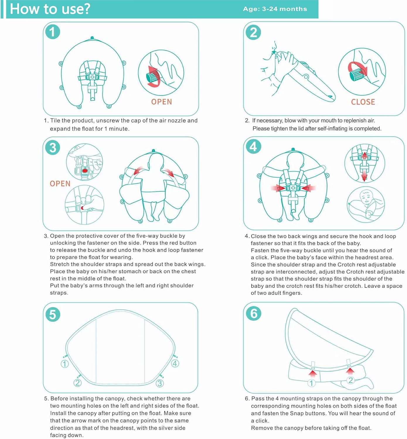 Thumbnail 4 de Mambobaby Float Self-Inflating Baby Swim Float with Canopy (Standard Edition)