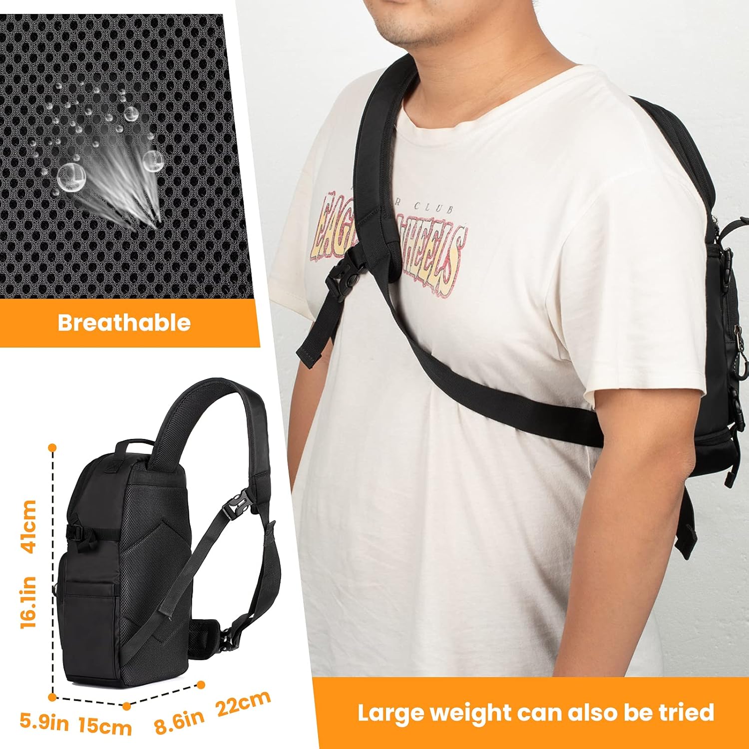 Thumbnail 5 de TARION Camera Sling Shoulder Bag – 6.5L DSLR/Mirrorless Carry, Side Access, Waterproof Raincover