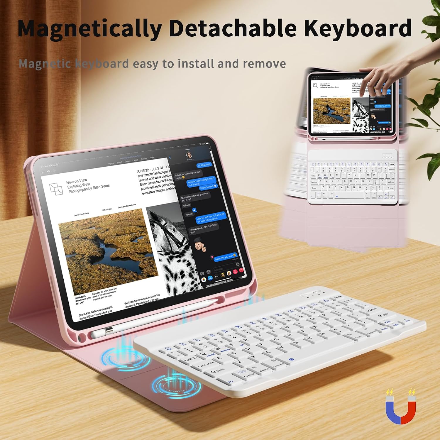 Detalle de Zoyu Keyboard Case for iPad 11th Gen A16 11.0” Light Pink ⌨