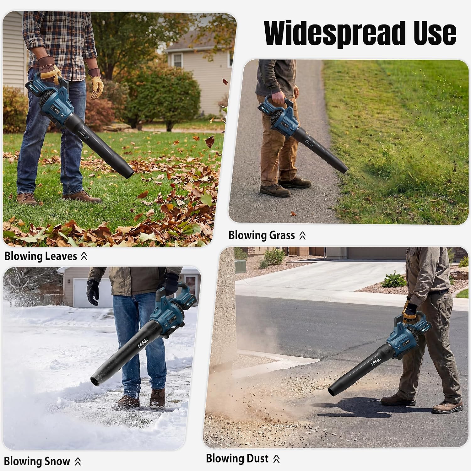 Detalle de LOSART CYJ Cordless Leaf Blower, 650 CFM, 3 Speeds, Two 5.0Ah Batteries