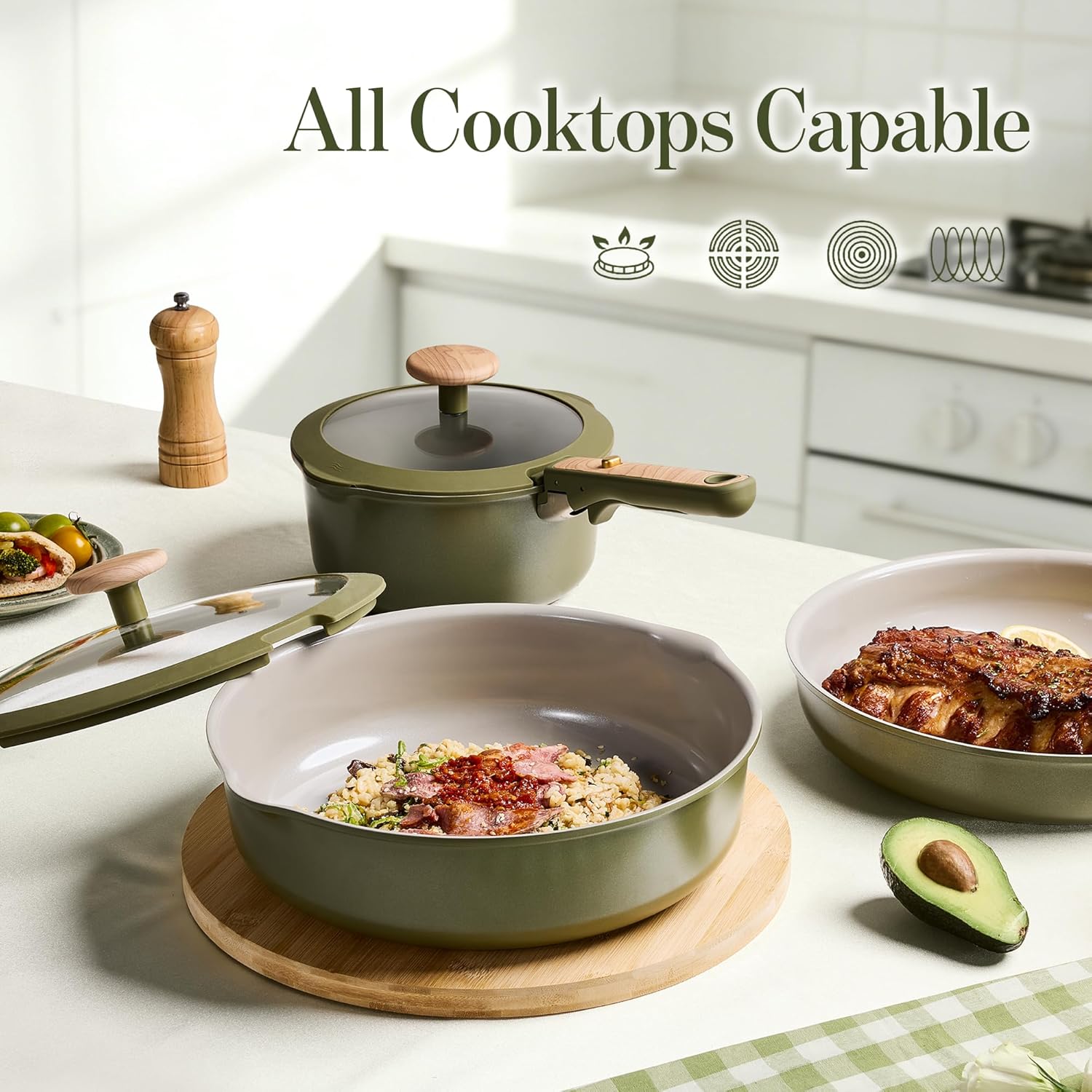 Thumbnail 5 de CAROTE 18-Piece Ceramic Cookware Set with Detachable Handles