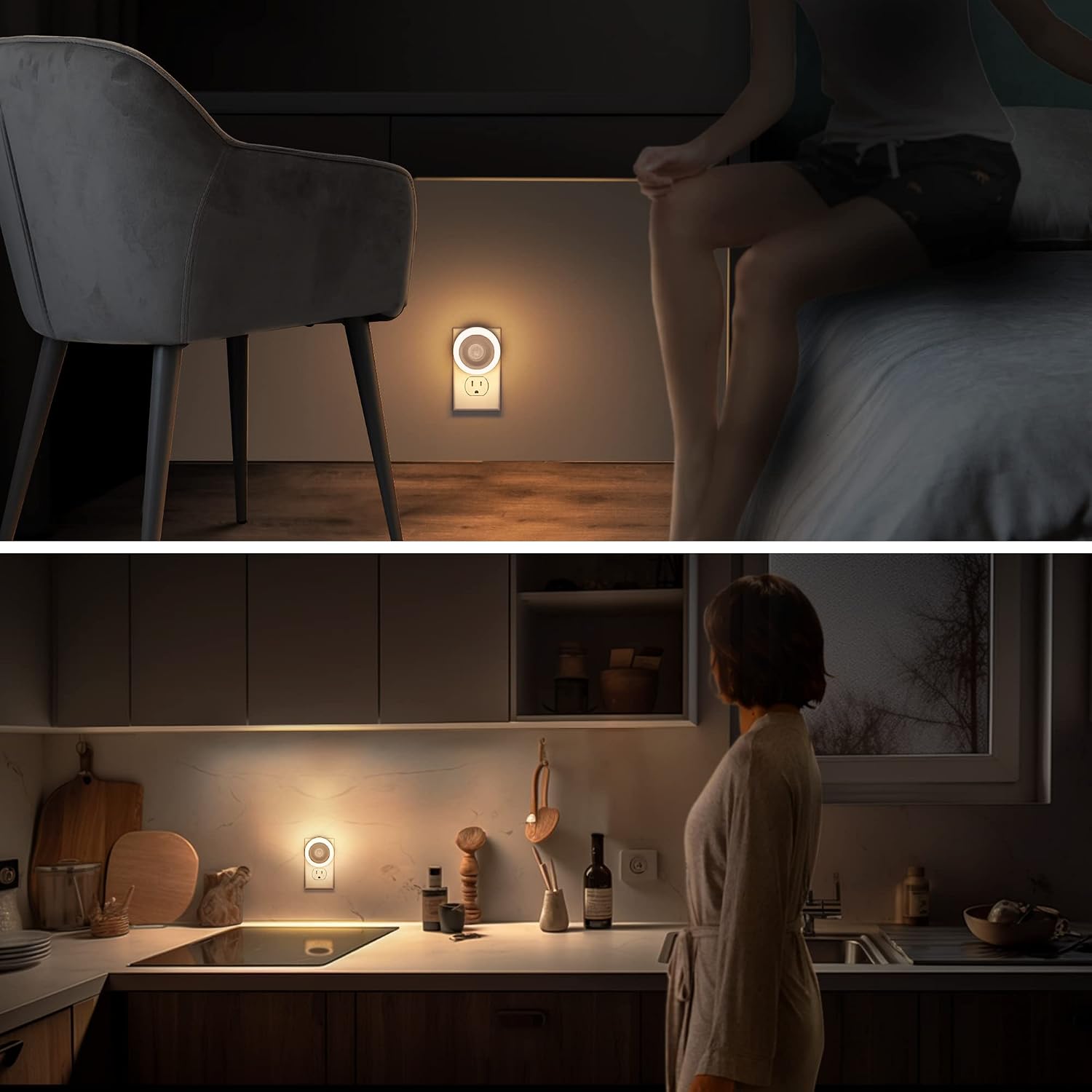 Detalle de Briignite GD002 Motion Sensor Night Lights, 2-Pack, 3000K Warm White