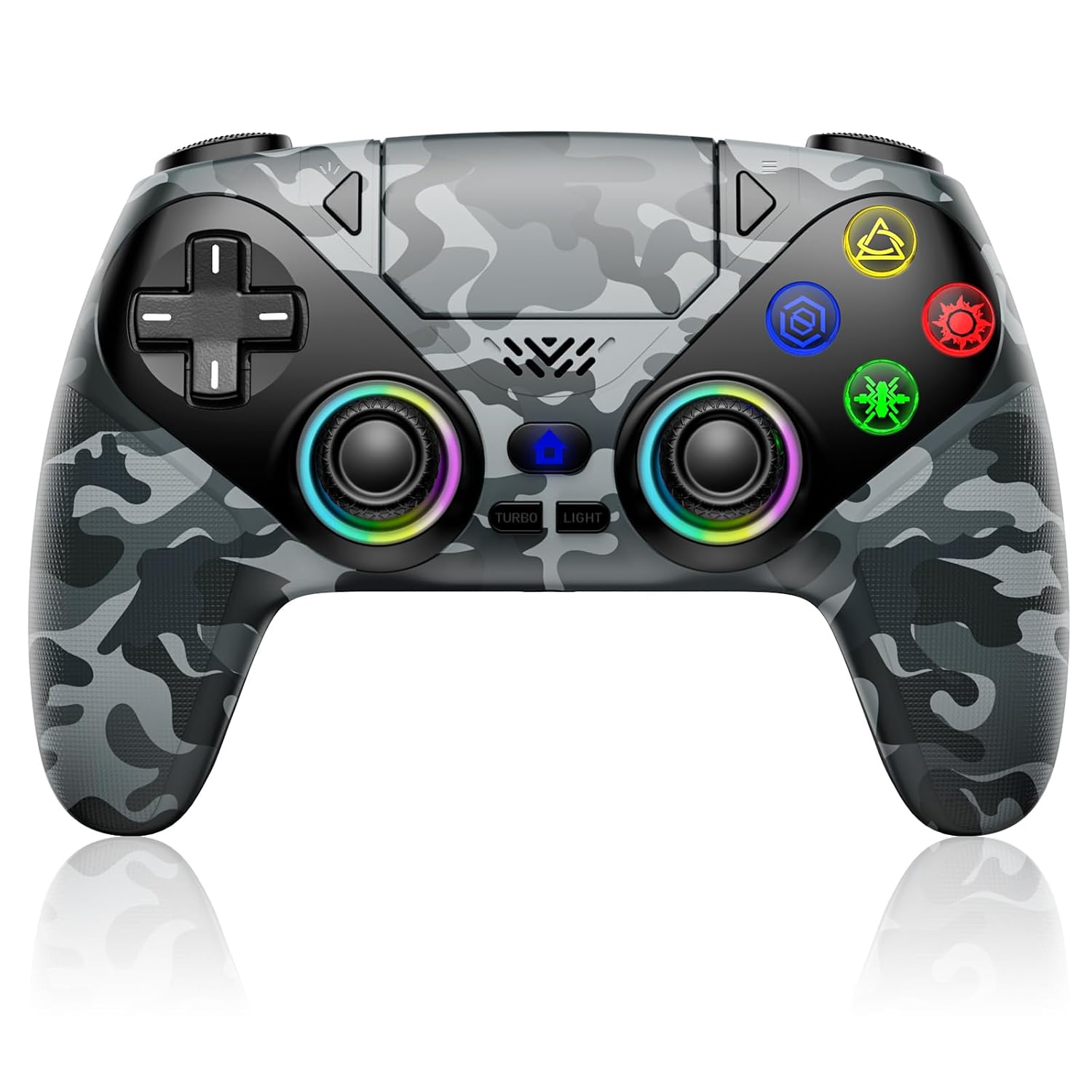 Detalle de Nonbliep Wireless Controller for PS5 & PC (RGB Light, Dual Vibration, Turbo, 3.5mm Audio)