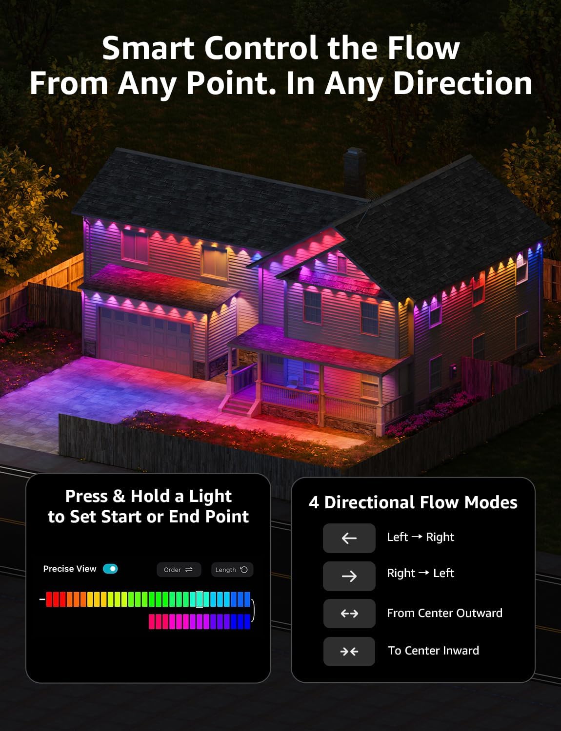 Thumbnail 3 de Lepro EE1-30 AI Permanent Outdoor Lights, 50 ft RGB+IC, Dual Output