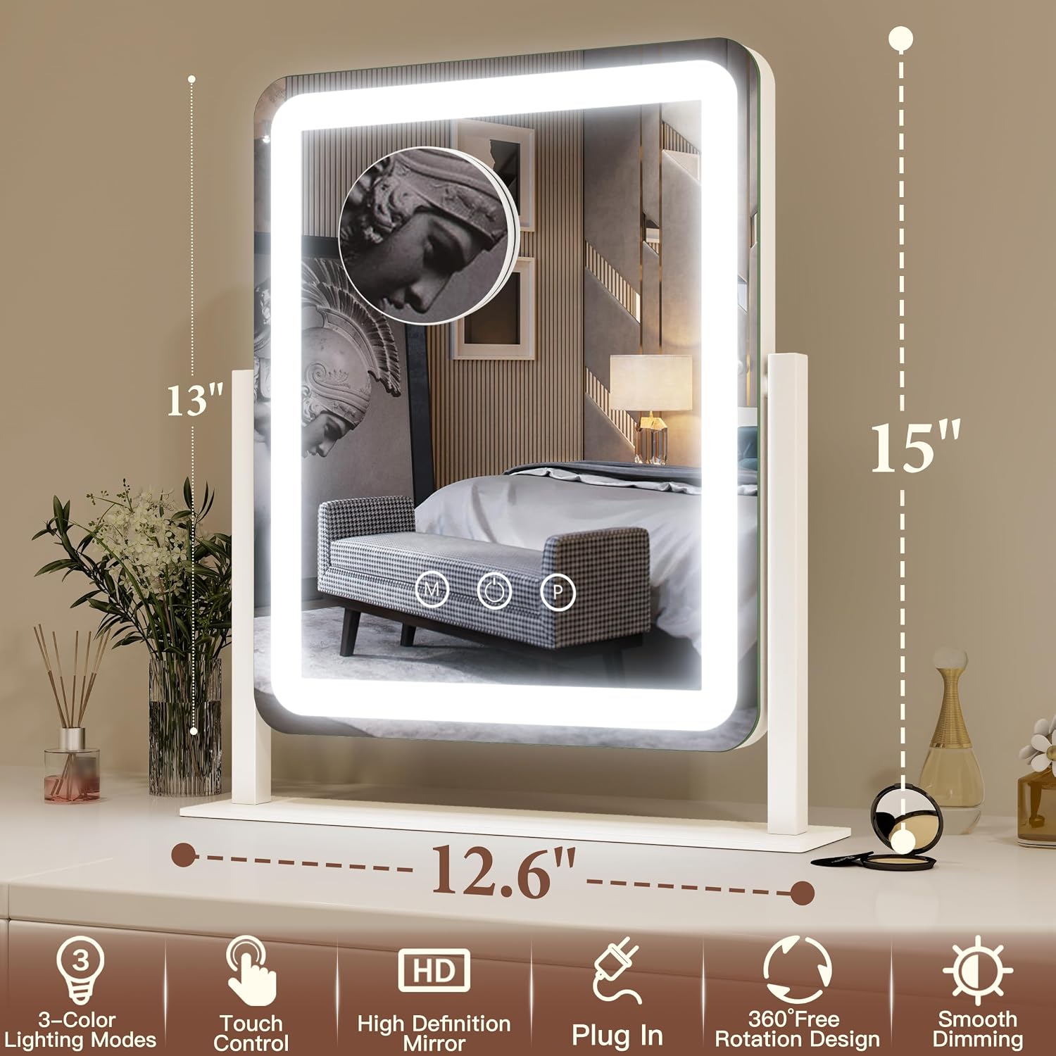 Thumbnail 4 de FENNIO Vanity Mirror with Lights 15"