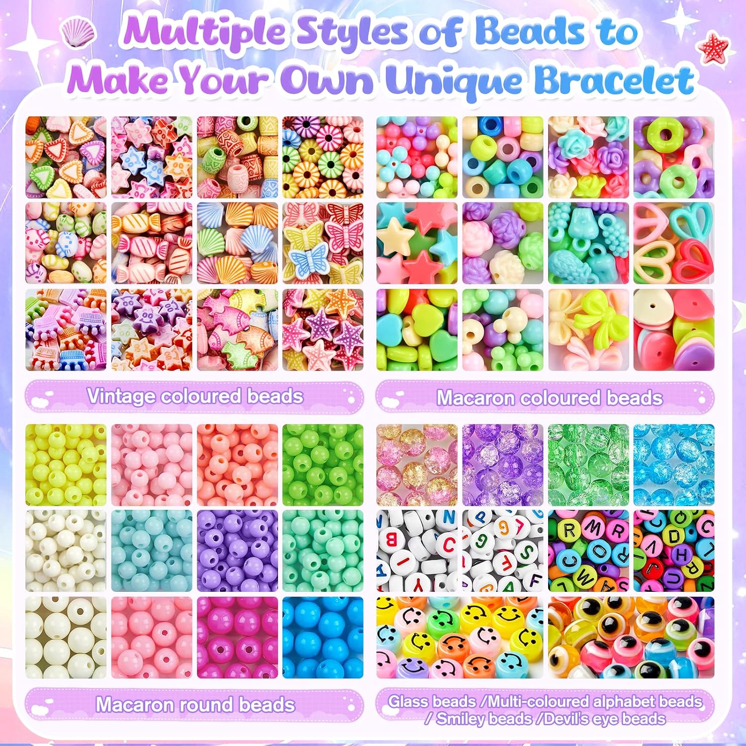 Thumbnail 1 de Bridokit Perlen-Set für Kinderarmbänder – 2 Boxen mit 46 Arten zum Auffädeln, Kreativ-Bastelset ab 4/5/6/7/8/9 Jahren