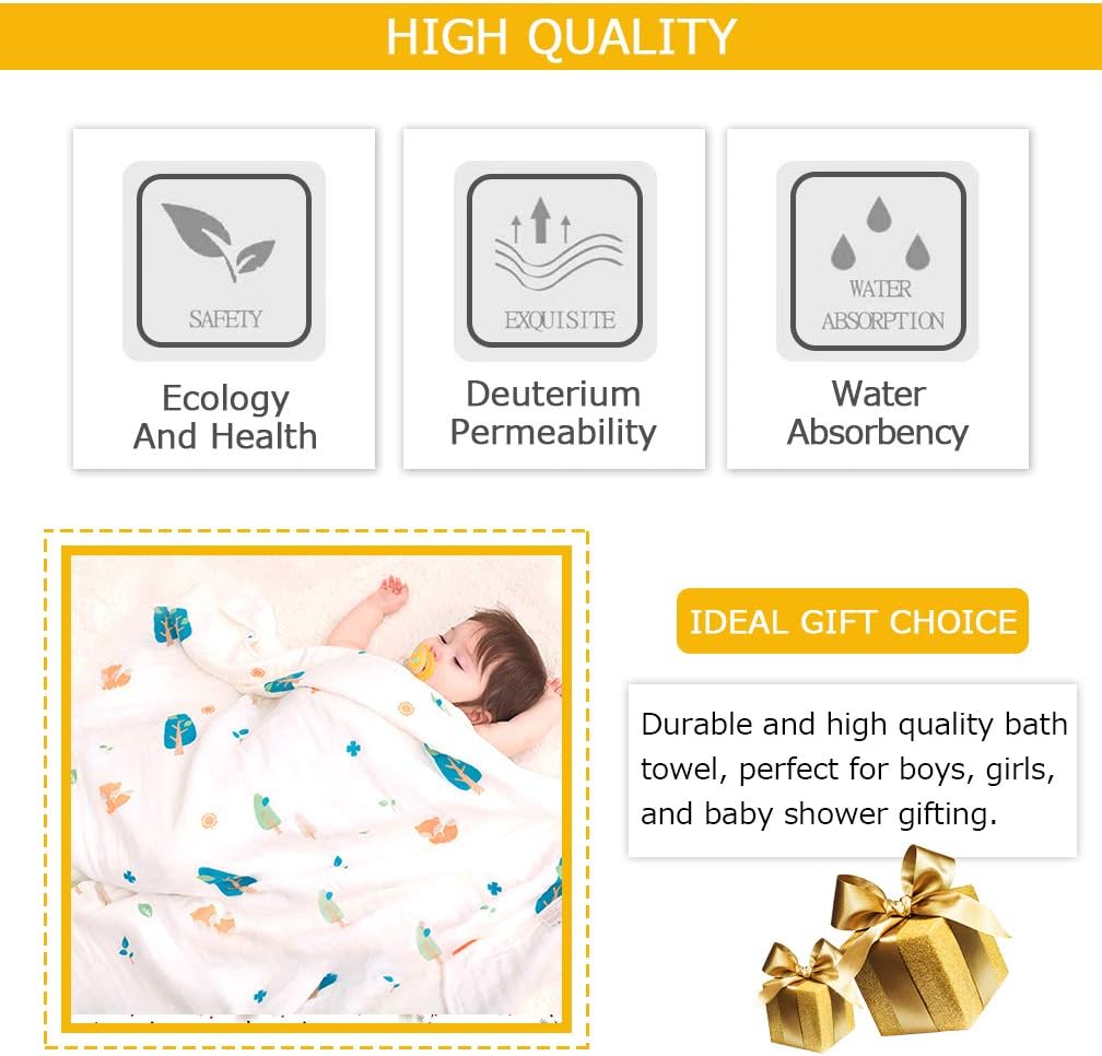 Thumbnail 4 de ALBOYI 4 Pack Baby Muslin Washcloths (Cotton Gauze) – Large Square Towels for Newborns