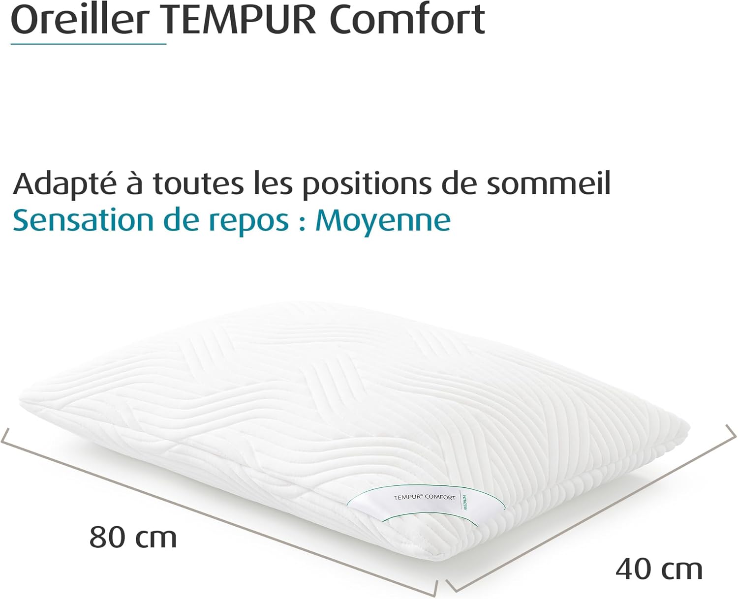 Thumbnail 2 de TEMPUR Oreiller de Sommeil Comfort Medium 40 x 80 cm – Alaise et soutien pour toutes les positions