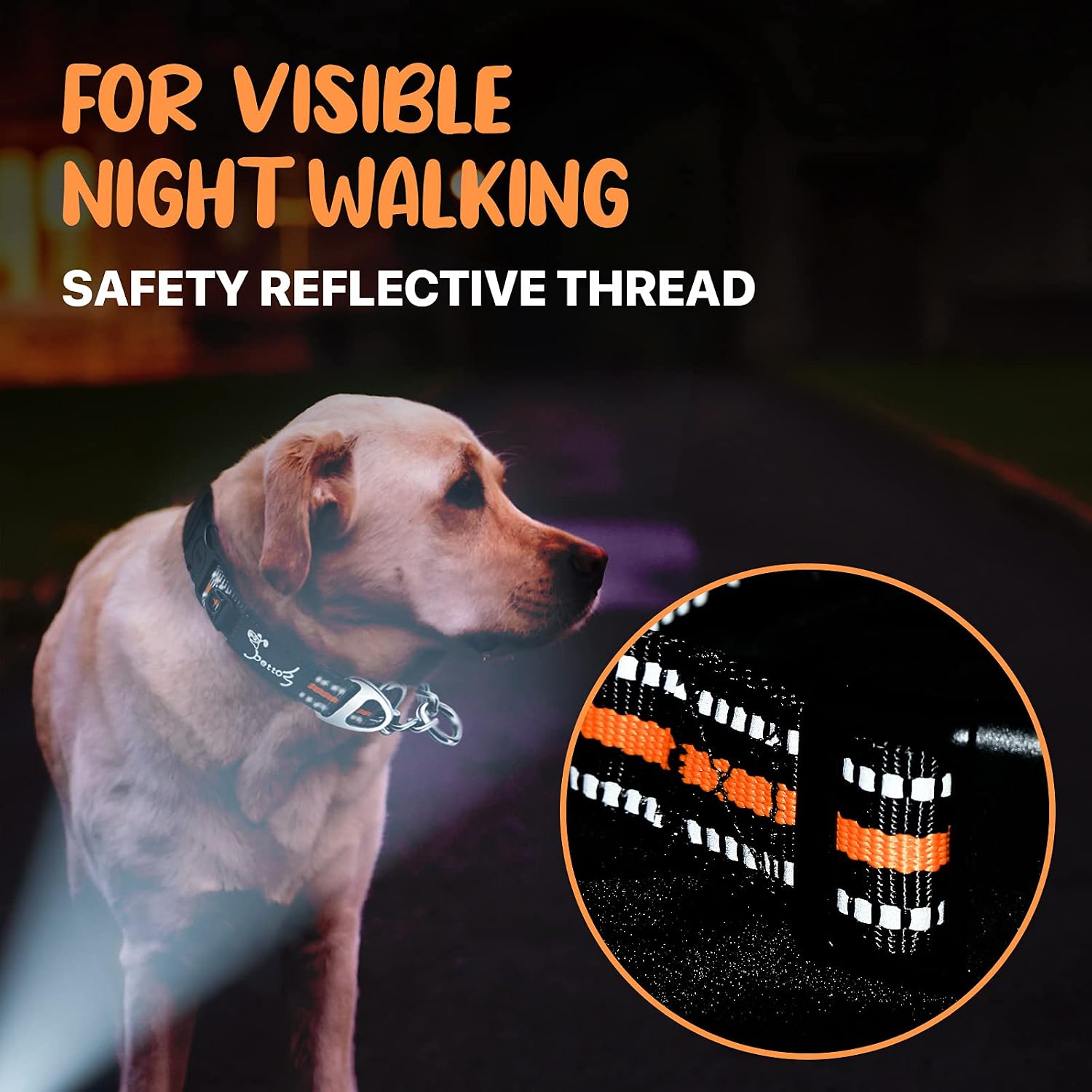 Detalle de PETTOM Martingale dog collar, orange, 43-52cm