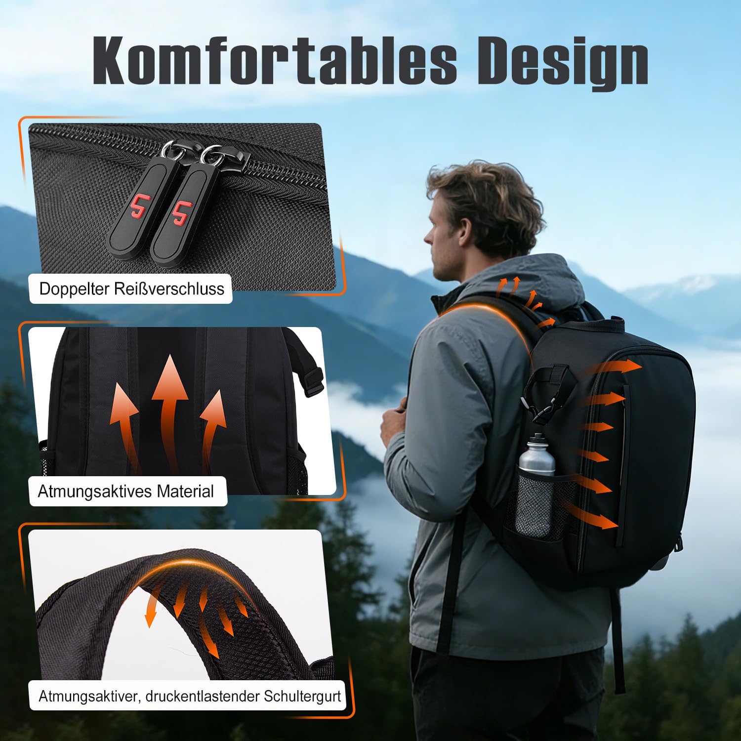 Detalle de LP Kamerarucksack – Professioneller Unisex-Kamerarucksack, wasserdicht, kompatibel mit DSLR/SLR, Objektive, Stative und Zubehör