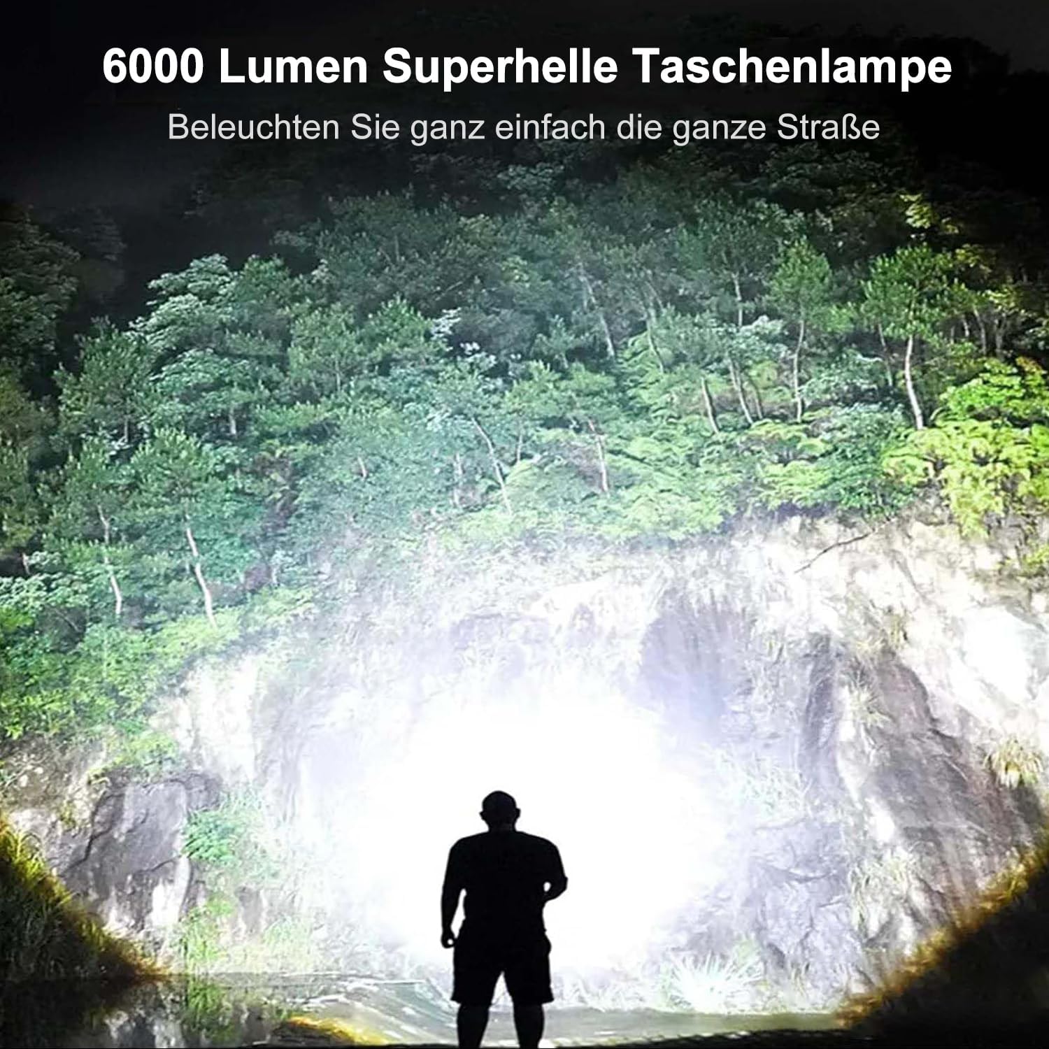 Thumbnail 1 de KZK wiederaufladbare Taschenlampe D6 (990.000 Lumen), USB-aufladbar, zoombar, IP67 – für Outdoor & Notfälle