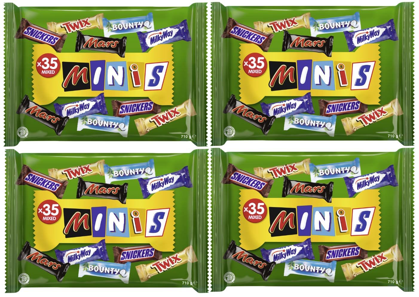 Detalle de Mixed Minis Schokolade Großpackung – 710 g mit 35 Mini-Riegeln (Mars, Snickers, Bounty, Twix, Milky Way)