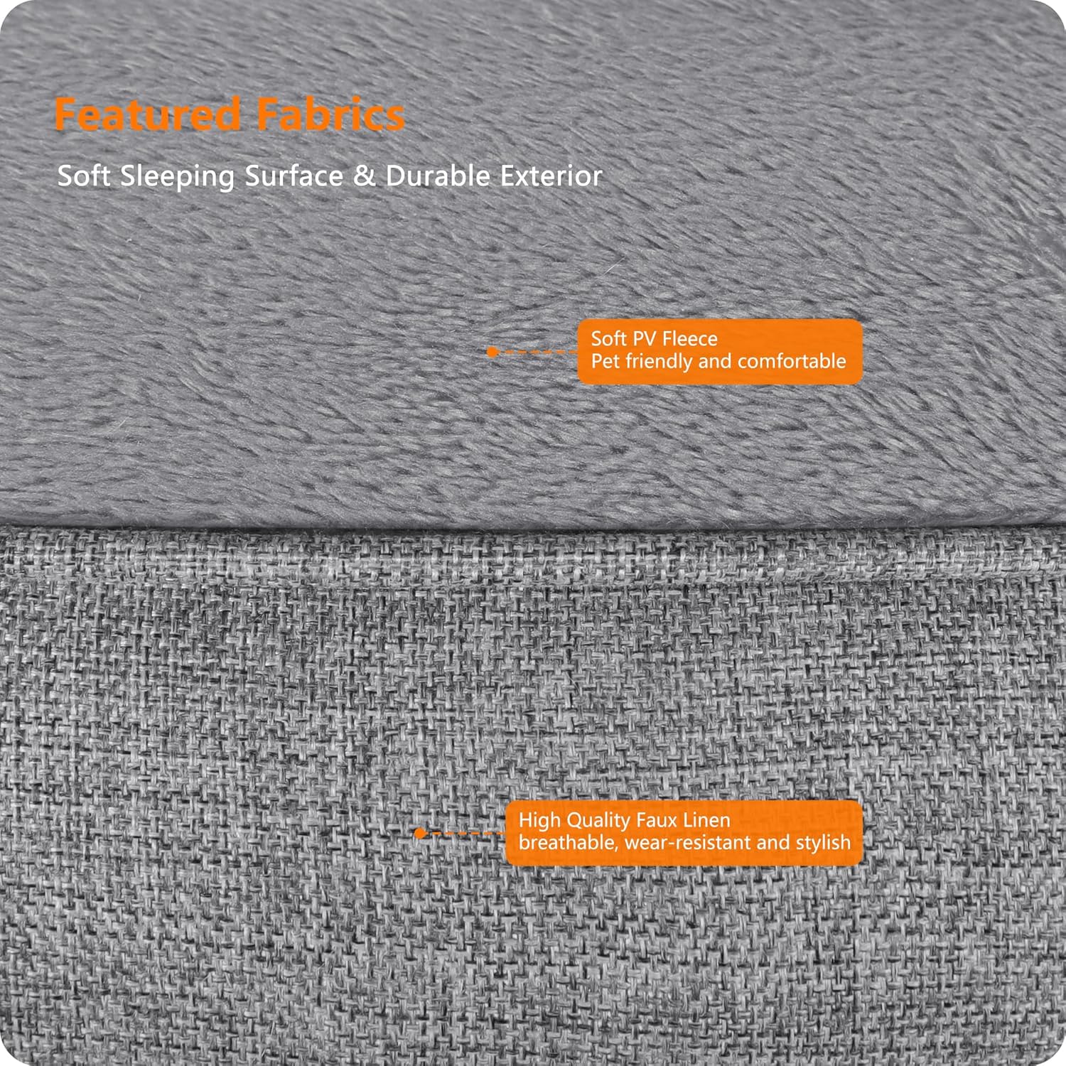 Detalle de HMTOPE Hundebett – abnehmbar, waschbar und rutschfest, 120 × 90 × 30 cm