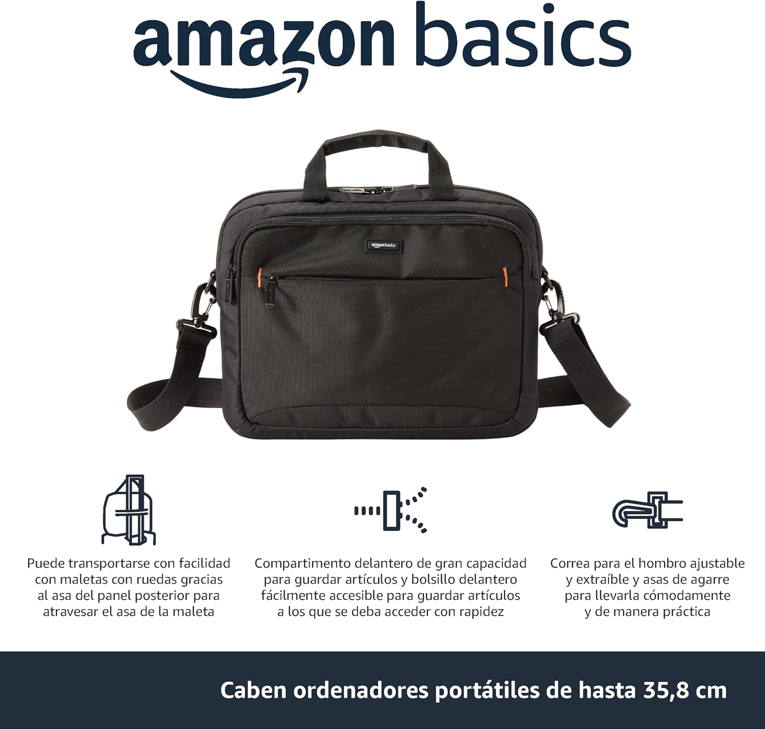 Detalle 2 de Amazon Basics Maletín compacto 14 pulgadas negro