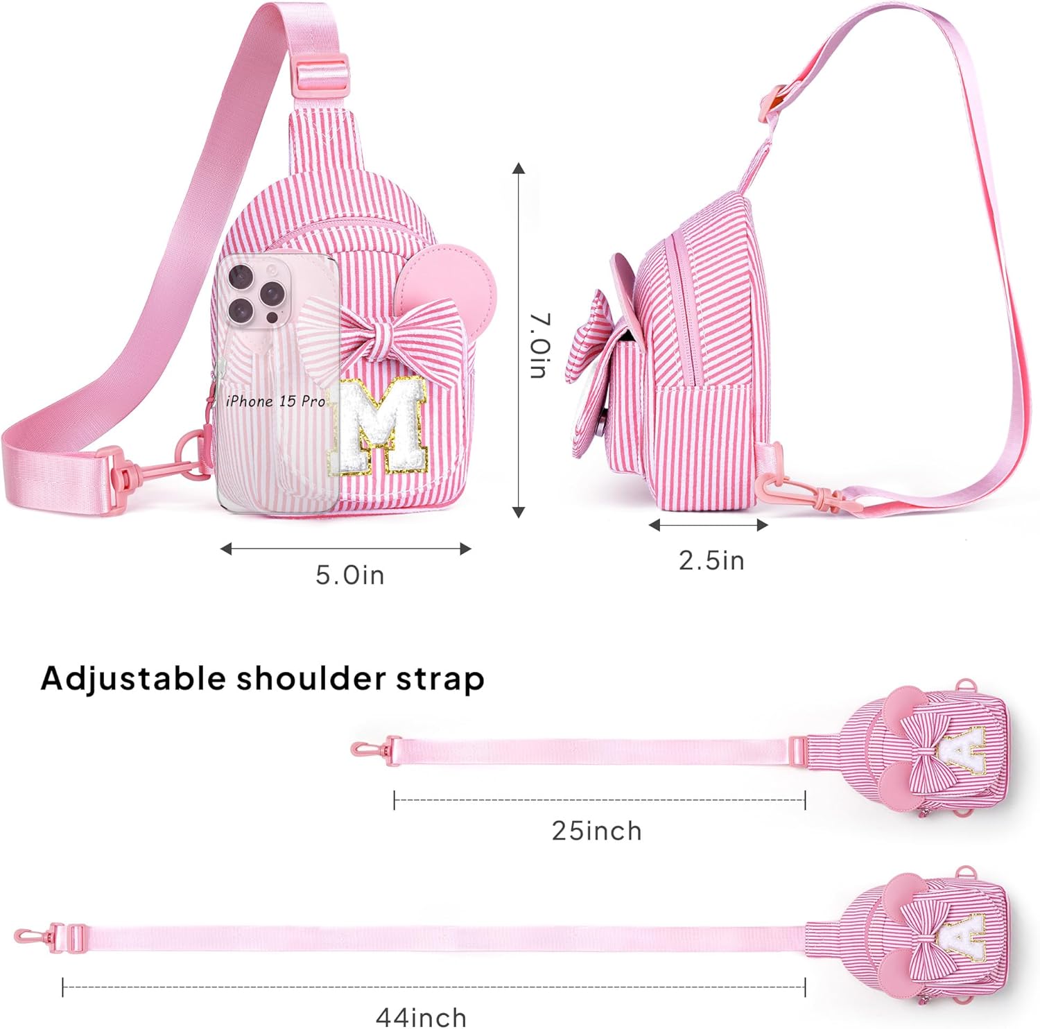 Detalle de QLOVEA Small Sling Bag for Girls with Personalized Initials – Purple A