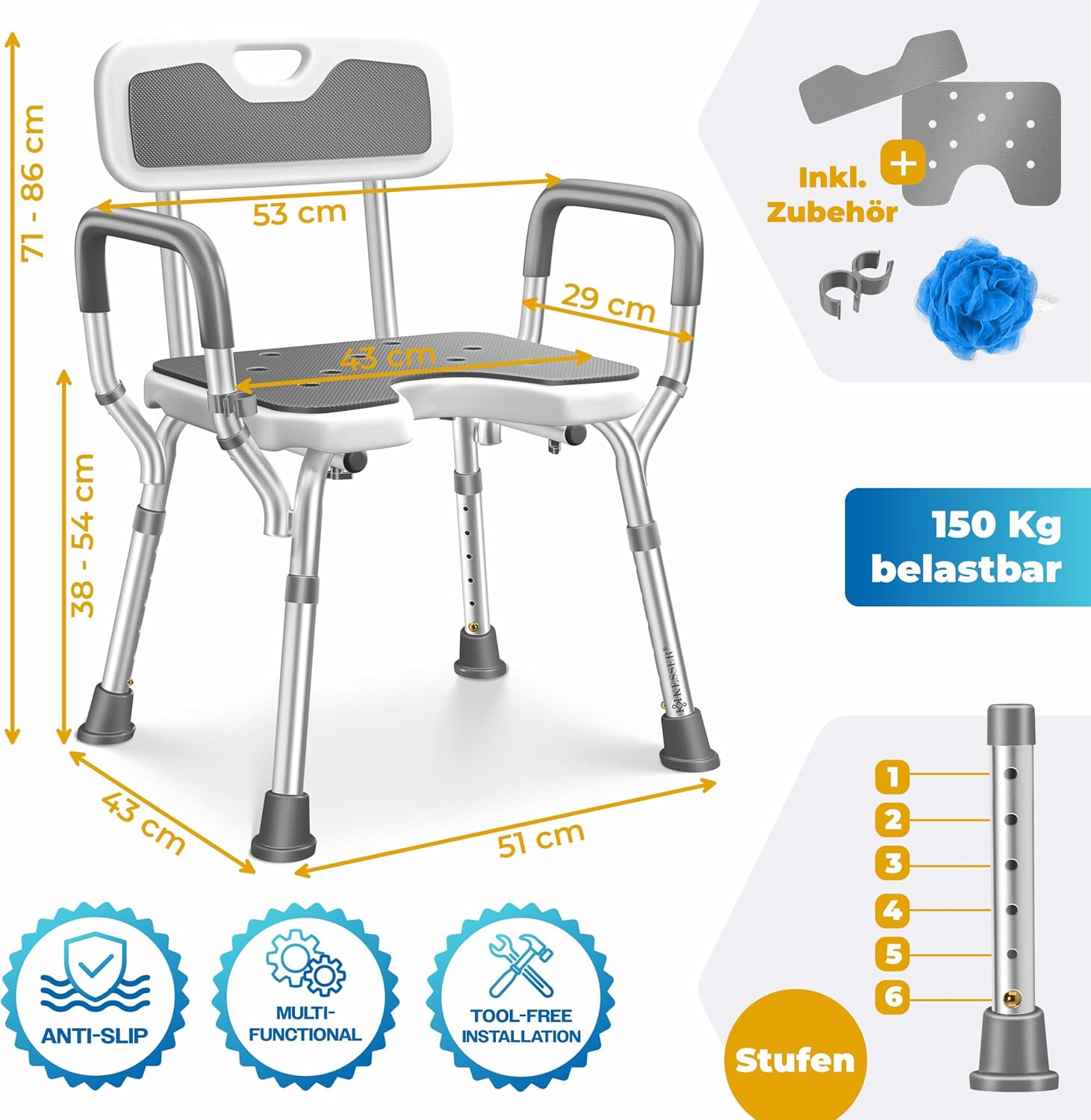Thumbnail 6 de KESSER Duschhocker 150 kg mit Lehne