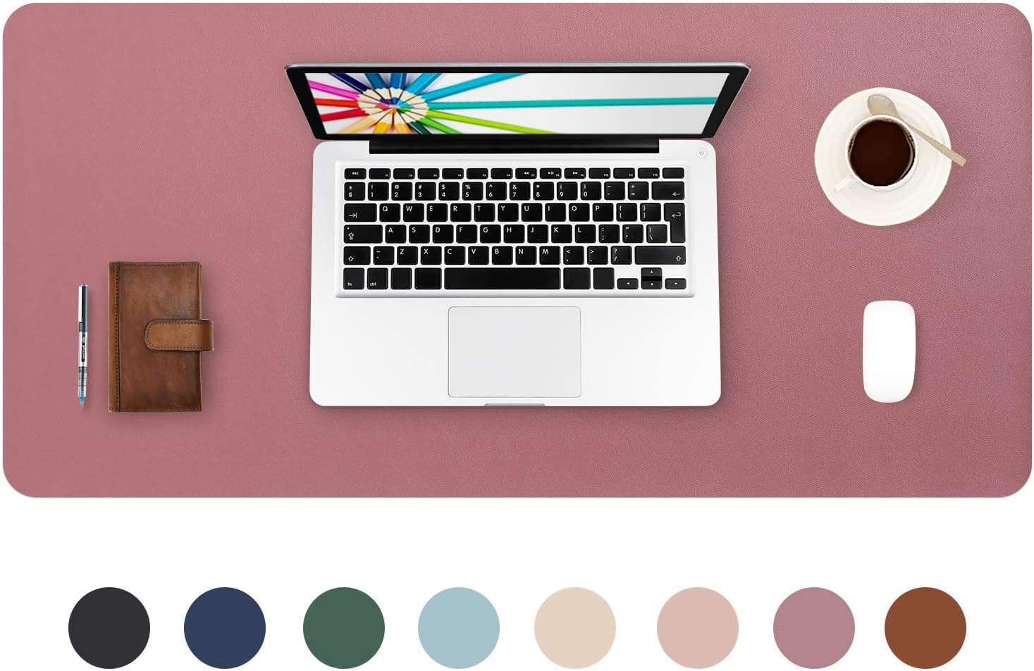 Detalle de DOBAOJIA große Schreibtischunterlage aus PU-Leder (wasserdicht) 70 x 35 cm – Desk Pad für Laptop, Tastatur & Maus in Dunkelrosa