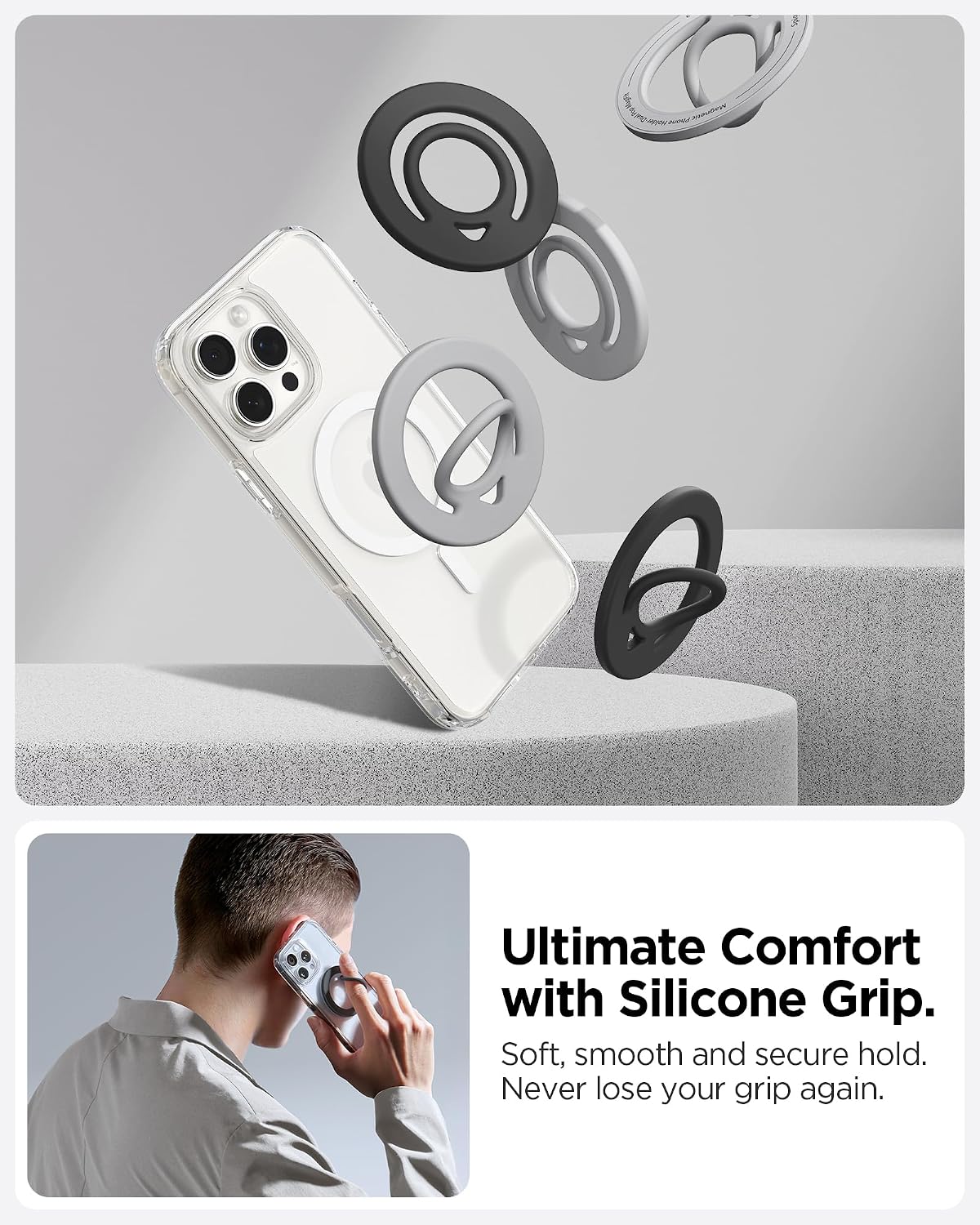 Detalle 2 de Spigen Dual Pop MagFit Soporte Magnético para iPhone y Samsung