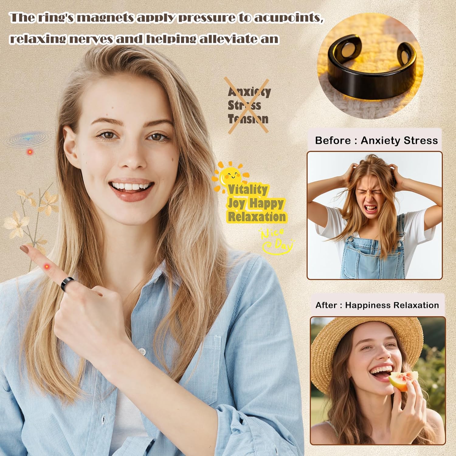 Thumbnail 3 de Zecimi Magnetring Silber 2026 – Verstellbarer Anti-Stress Ring mit 2X Magnetkraft