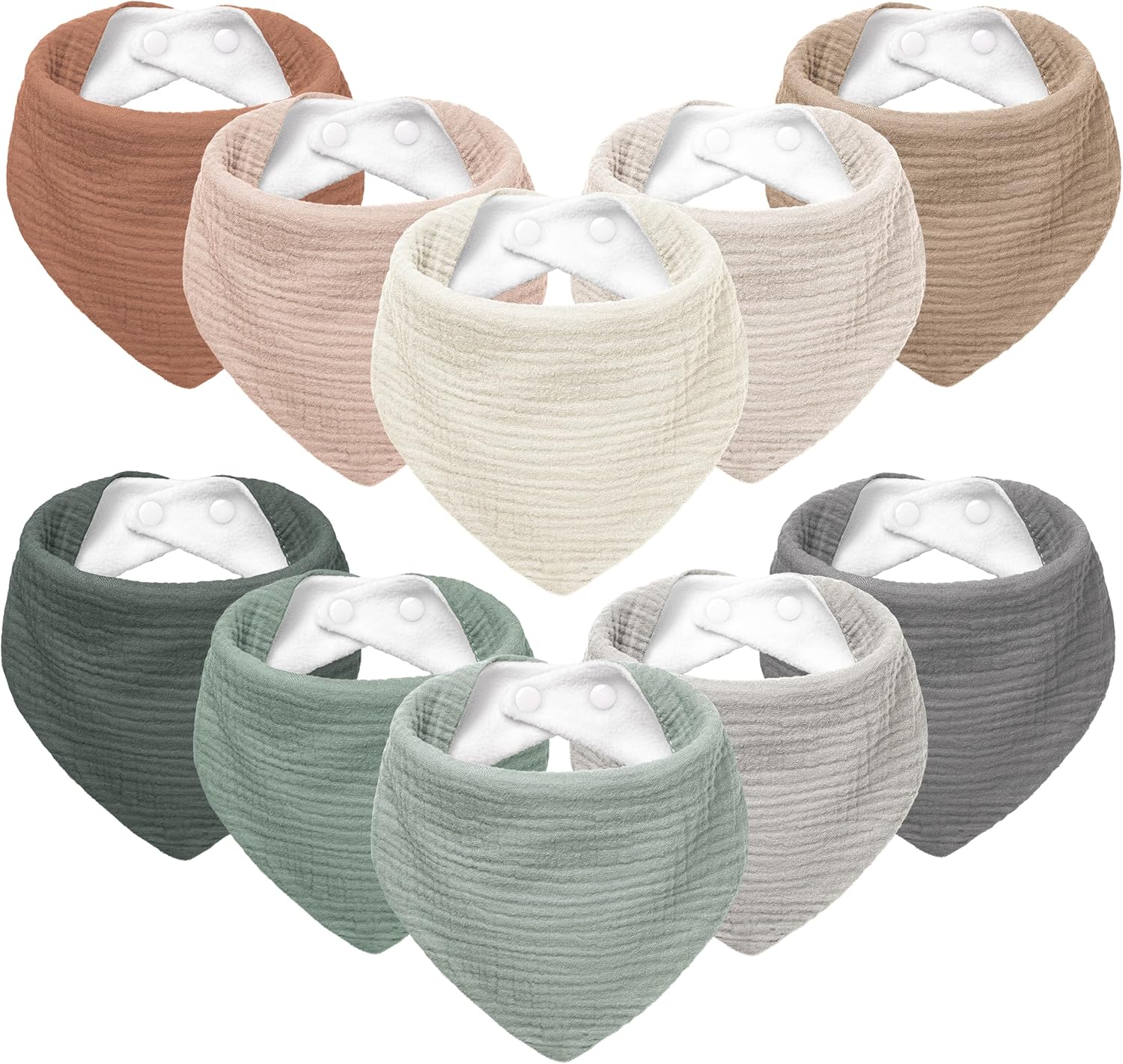 Detalle de Susurration Bavoirs Bébé Bandana 10 Pièces – Muslin Doux et Absorbant, Réglables