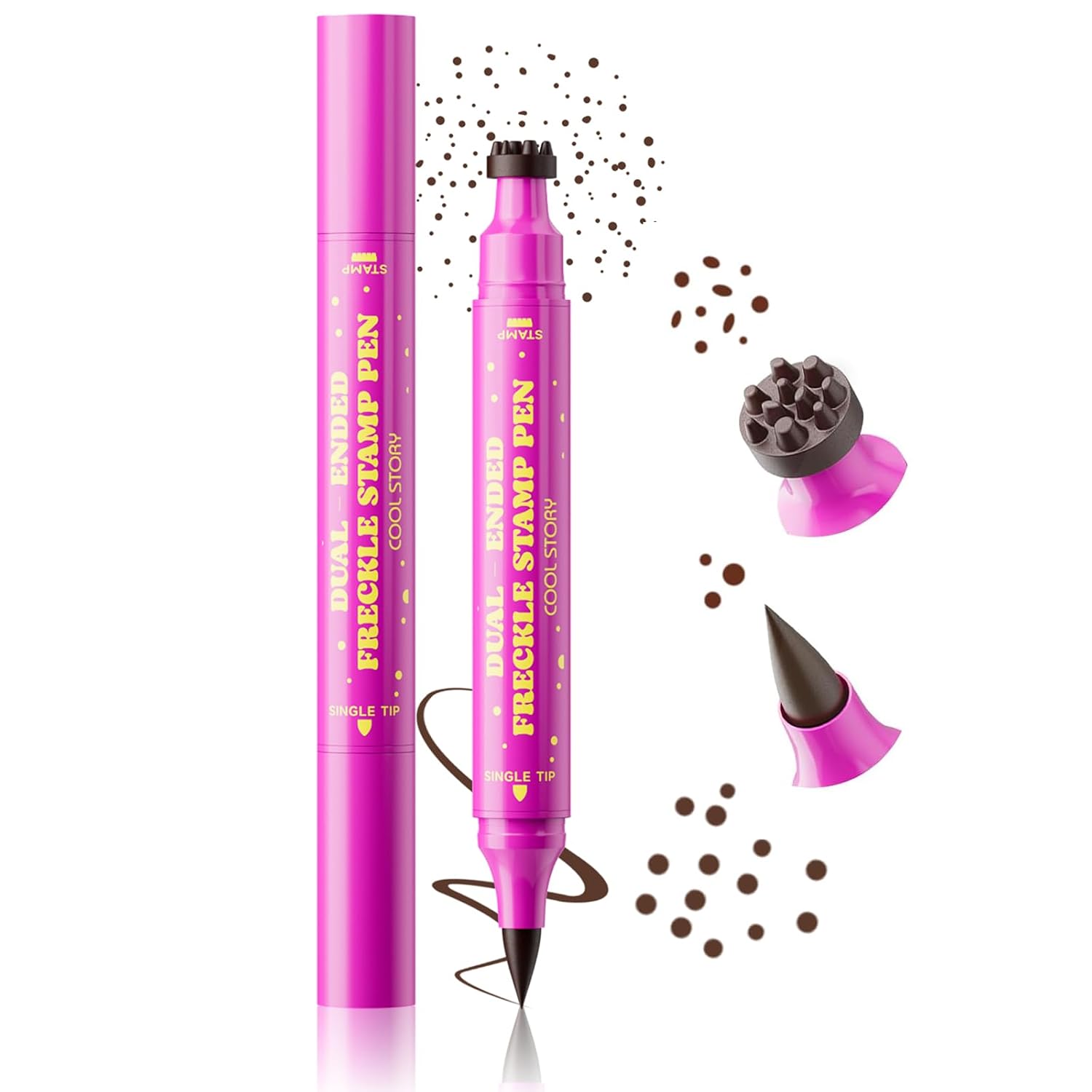 Detalle de Beauty Glazed Dual-Ended Freckle Stamp Pen, #4 Dark Brown, Waterproof