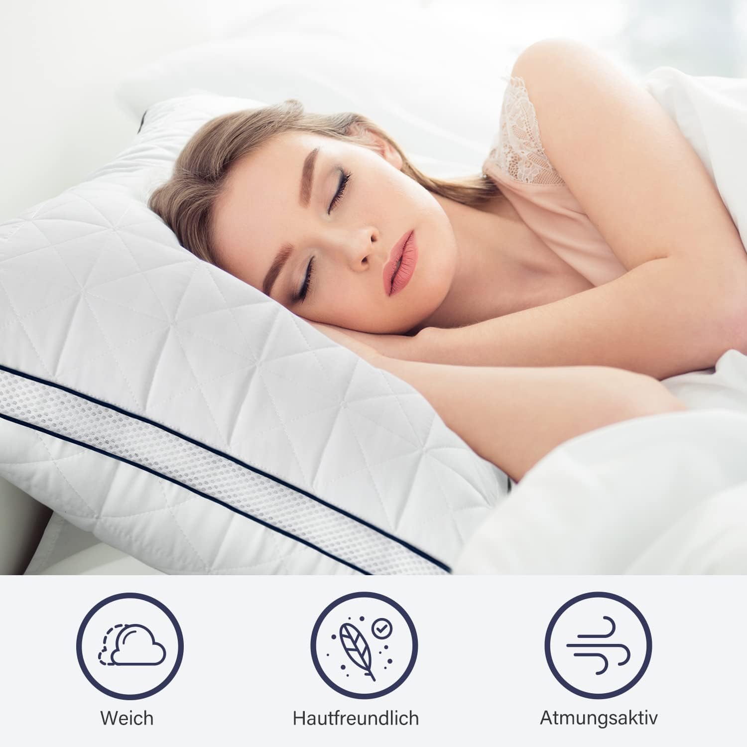 Detalle 2 de BedStory Kopfkissen 80x80 2er Set