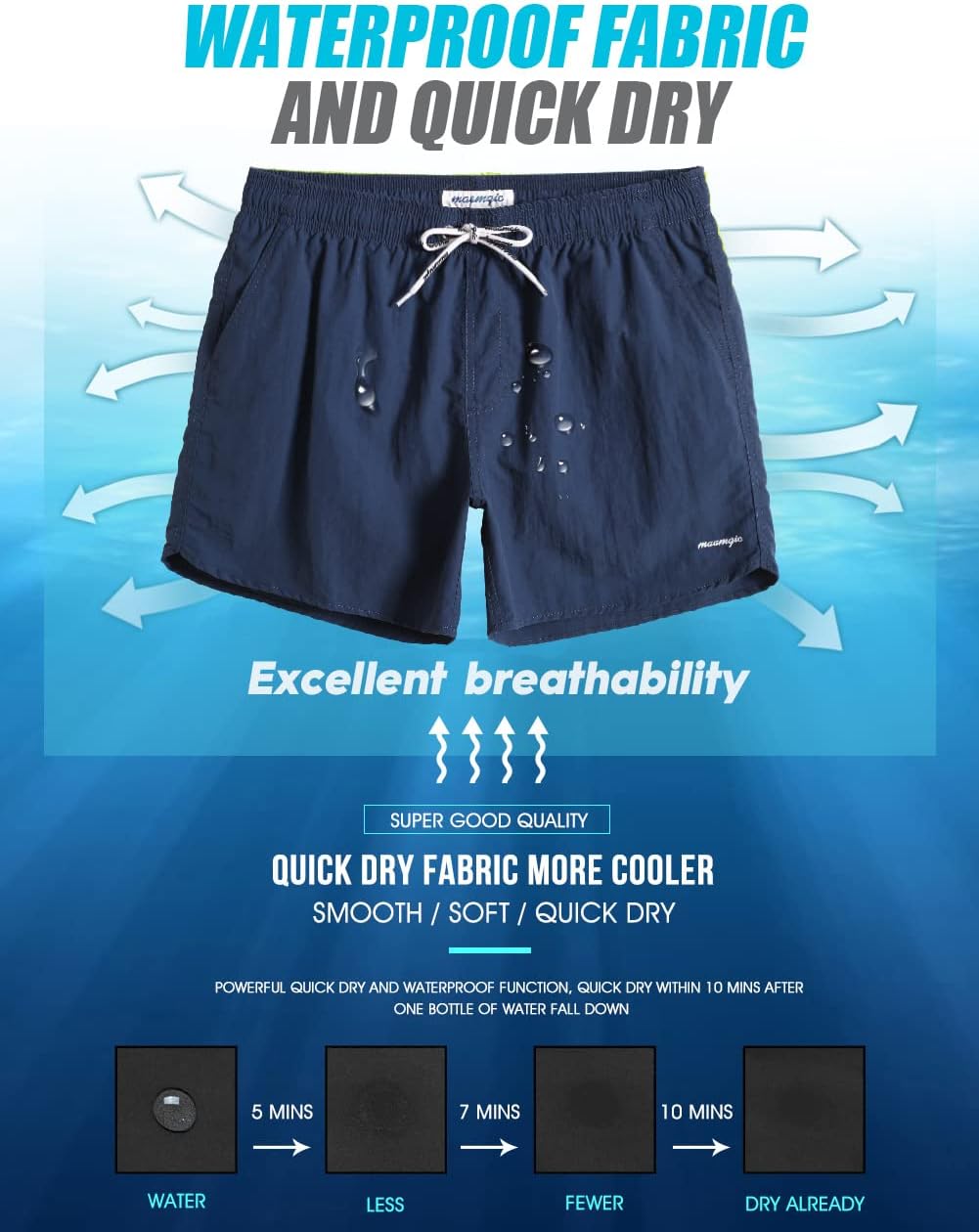 Thumbnail 4 de maamgic Men’s 5" Swim Trunks with Mesh Lining, Quick-Dry Bathing Suits for Men