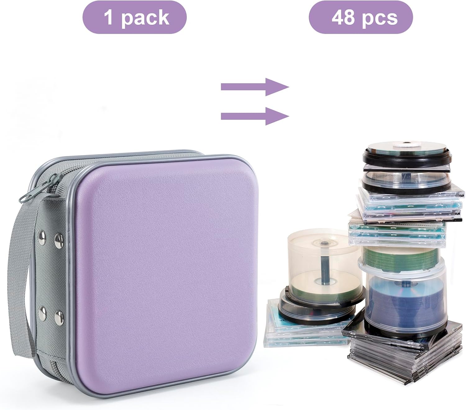 Thumbnail 3 de UENTIP CD Case 48 Capacity Lavender