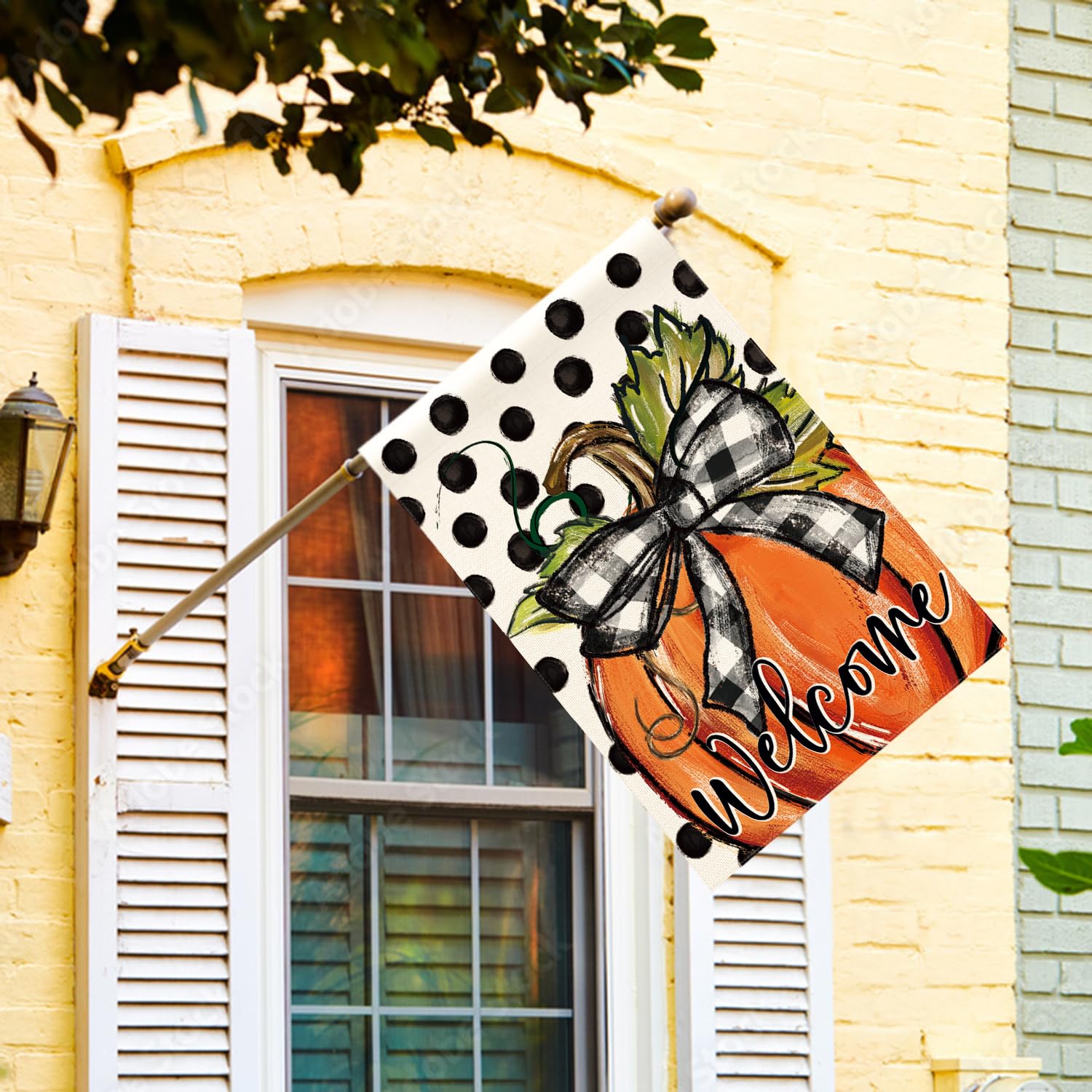 Detalle 2 de AVOIN colorlife Fall Welcome Pumpkin House Flag, 28x40 Inch, Double-Sided