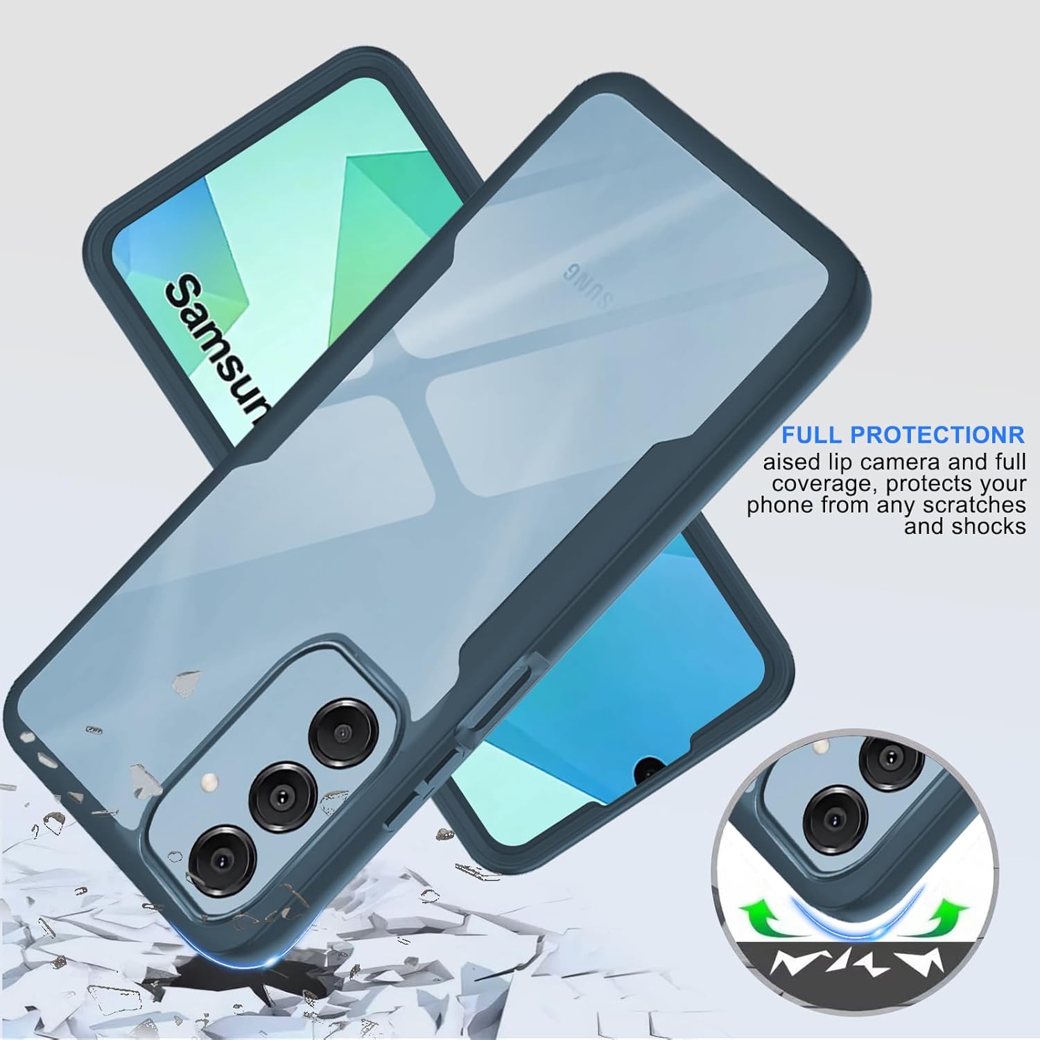 Detalle de WeiCase Hülle für Samsung A17 / A16 4G/5G – Transparente 360° Schutzhülle mit Displayschutz, ultradünn (Grün)