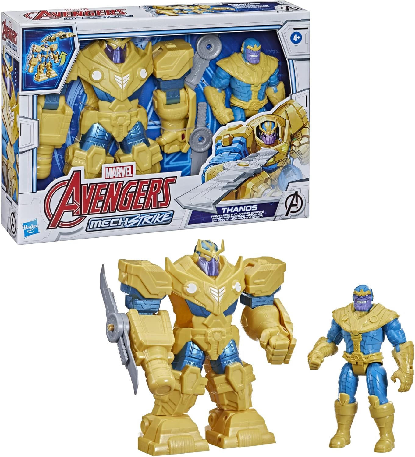 Detalle de Marvel Avengers Mech Strike 9-Zoll-Actionfigur – Infinity Mech Suit (mit Thanos & Blade) für Kinder ab 4