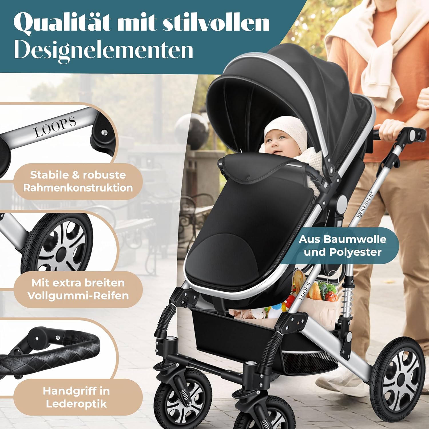 Thumbnail 2 de KESSER® Loops 4 in 1 Kombikinderwagen 0–4 Jahre