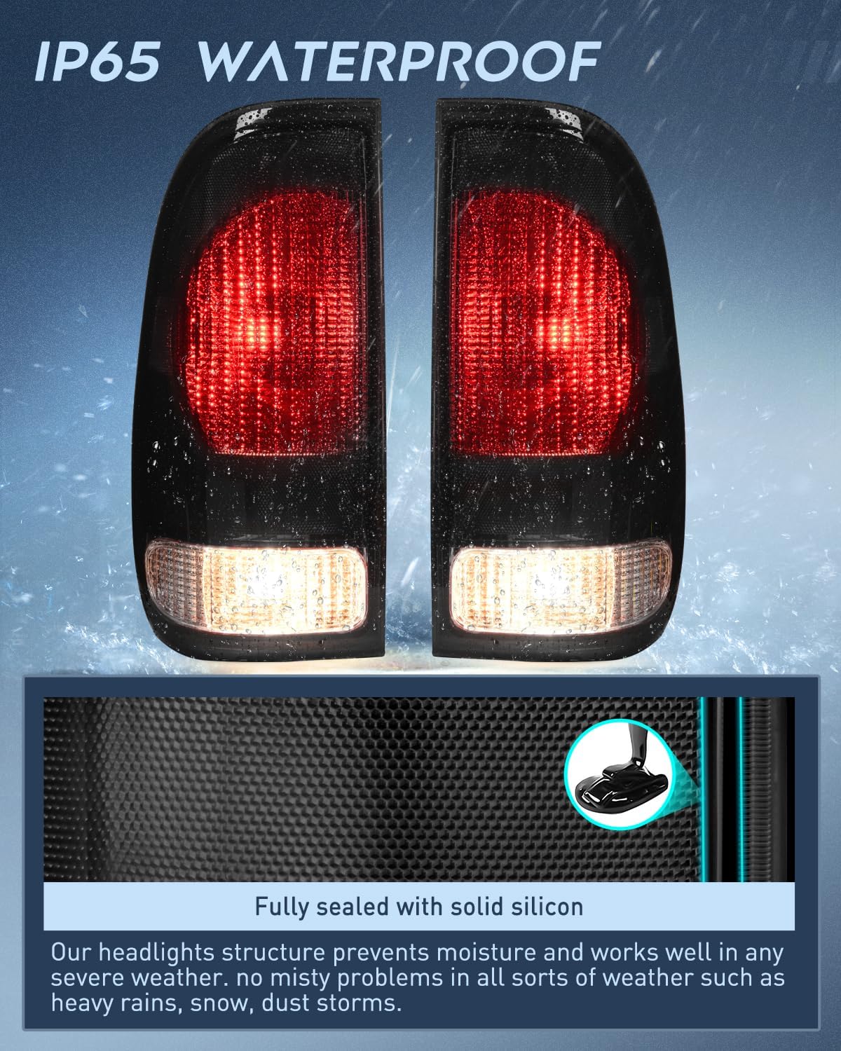 Detalle de Nilight Smoke Rear Taillight Assembly Pair for 1997-2007 Ford F-150 Styleside & F-Series Super Duty