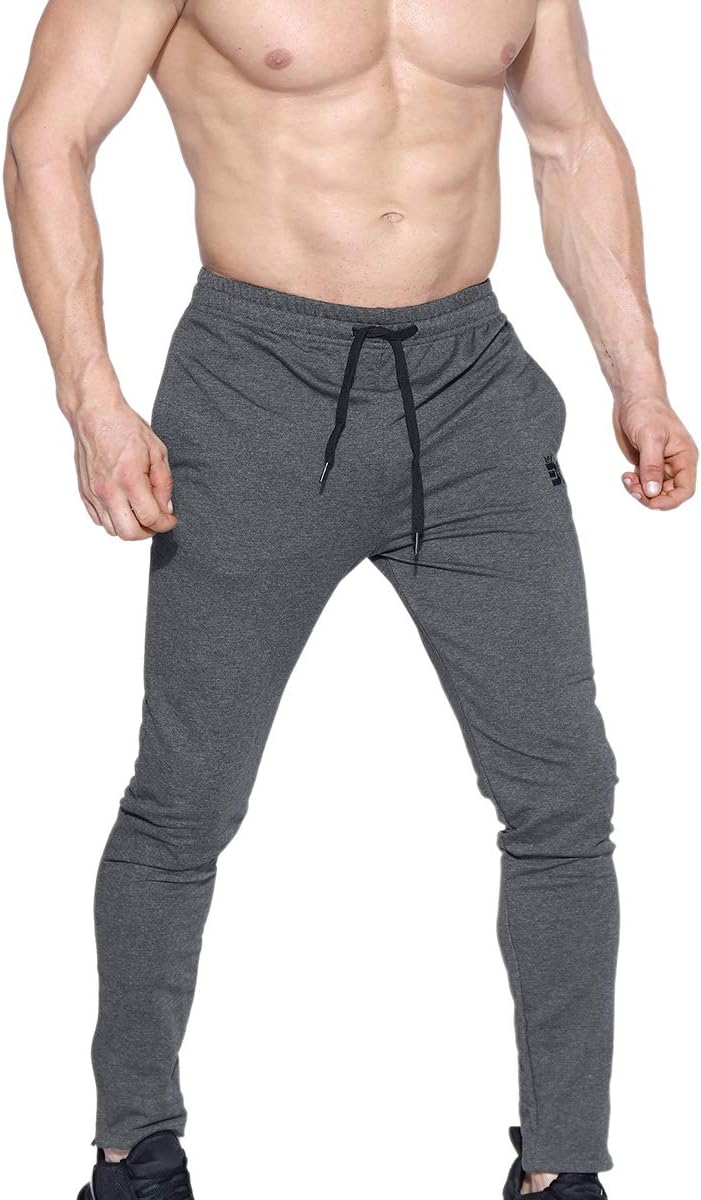 Thumbnail 3 de BROKIG Mens Zip Gym Joggers – slim fit zip gym track bottoms with adjustable elastic waist