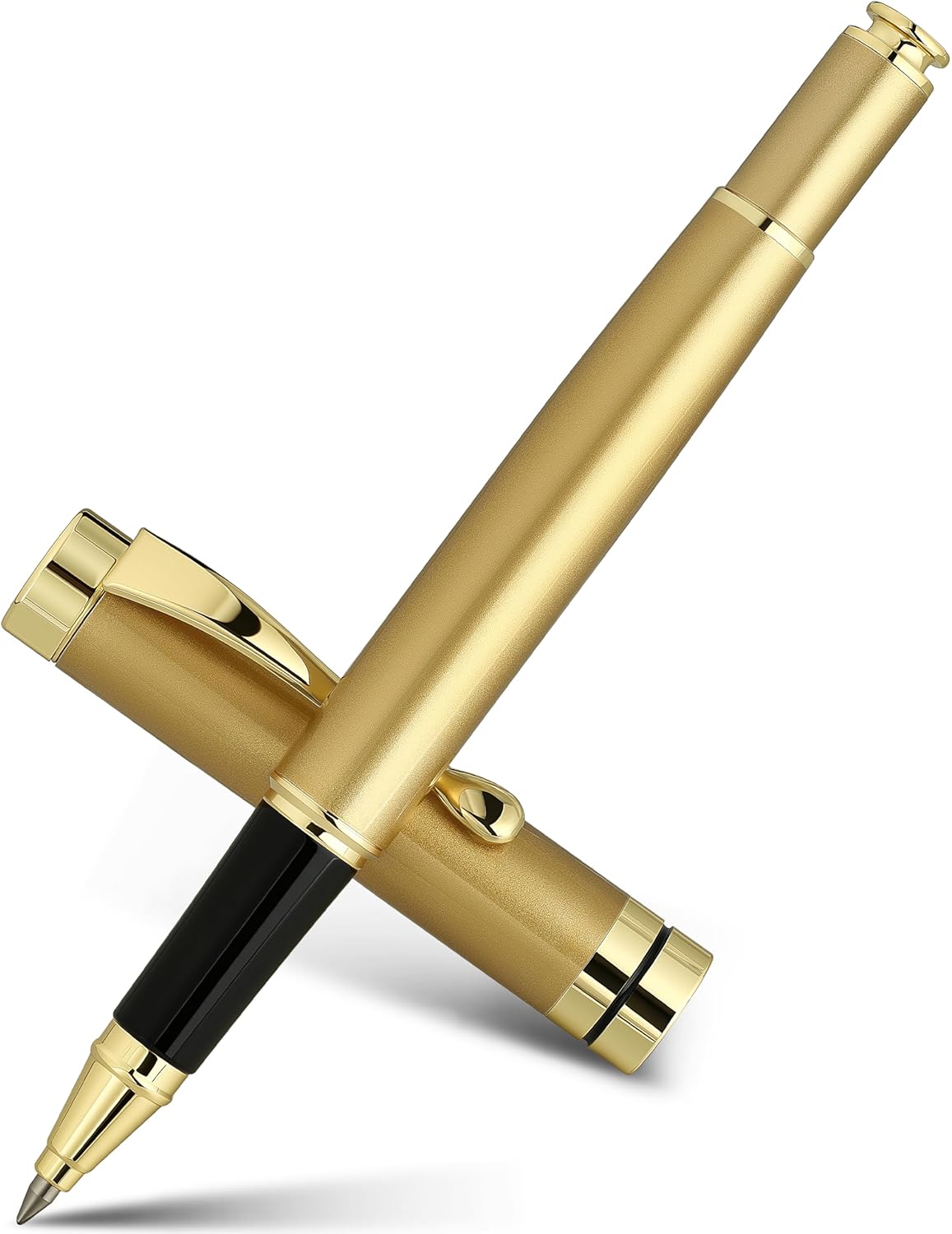 Detalle de BEILUNER Stainless Steel Pen Set with Golden Trim, Black Ink and Gift Box