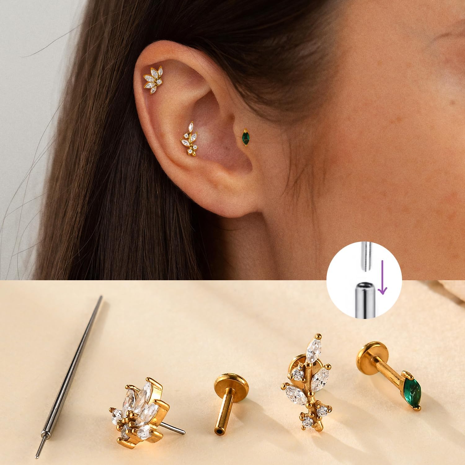 Detalle de TBVZTLY Cartilage Piercing Jewelry in Titanium