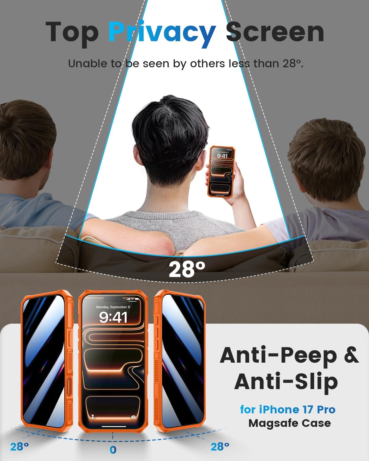 Thumbnail 6 de Doeshine iPhone 17 Pro case with privacy screen protector 5G
