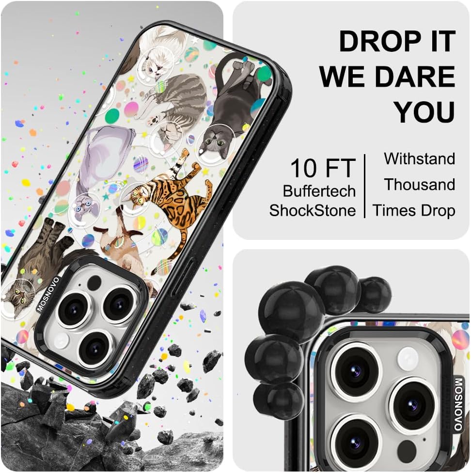 Detalle de MOSNOVO for iPhone 15 Pro Case with MagSafe | Space Cat / Black