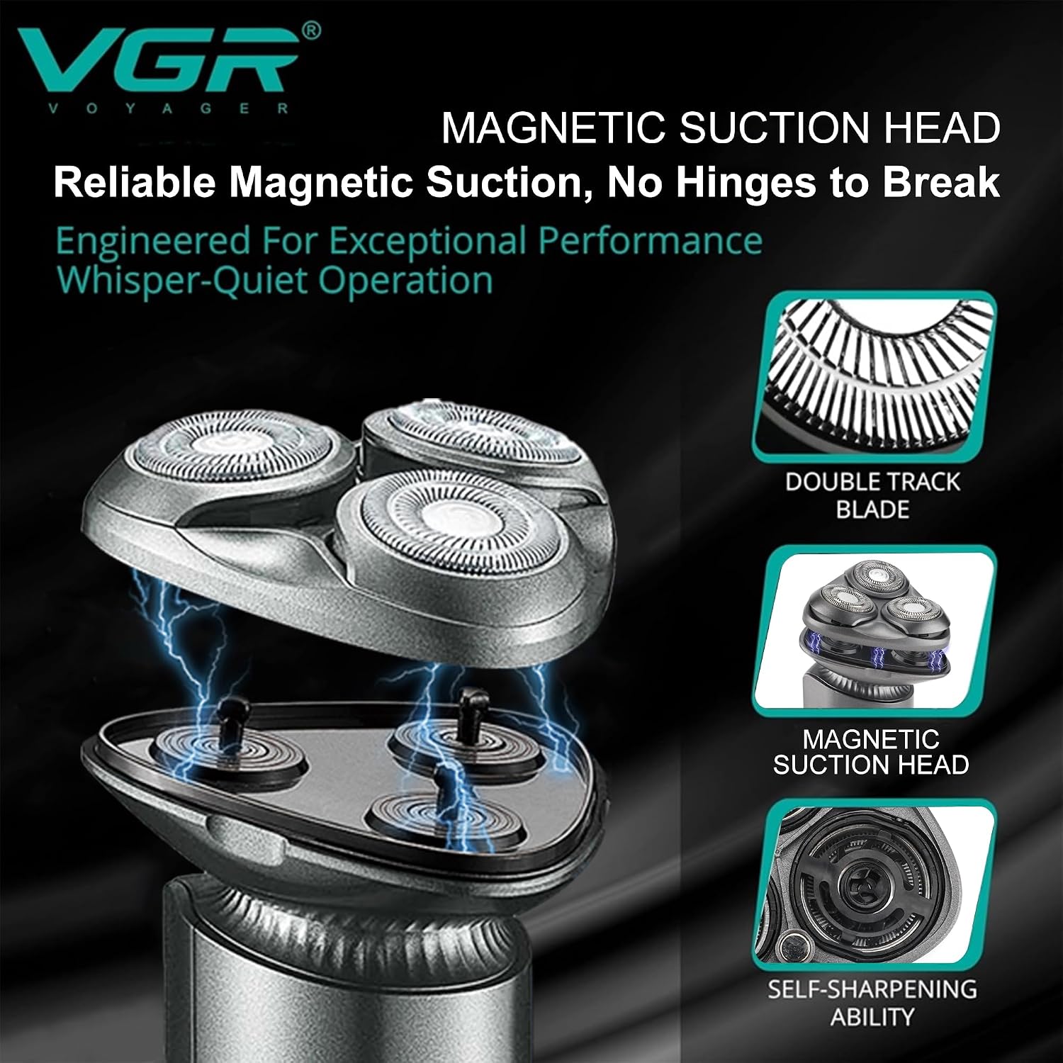 Thumbnail 2 de VGR Electric Rotary Shaver for Men – Close Shave, Wet & Dry, USB-C Rechargeable