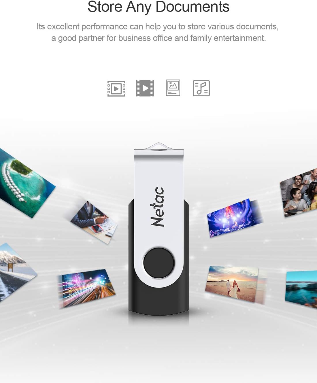 Thumbnail 4 de Netac 64GB USB 2.0 Flash Drive with Swivel Design
