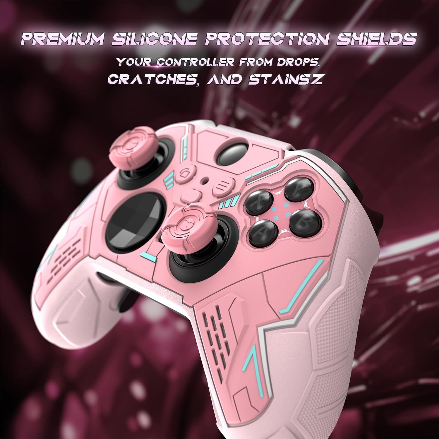 Detalle de playvital Stellar Mecha silicone cover for Xbox Elite Series 2, non-slip grip