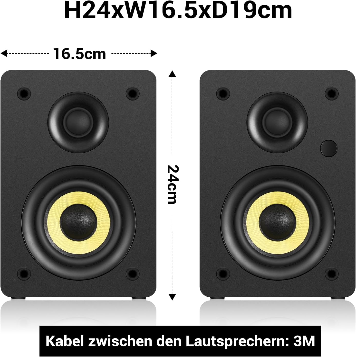 Detalle 2 de Sanyun SW206 4” HiFi-Regal-Lautsprecher mit Studio-Modus (80W aktiv) – Bluetooth 5.4, optisch, koaxial, TRS, AUX, USB-DAC