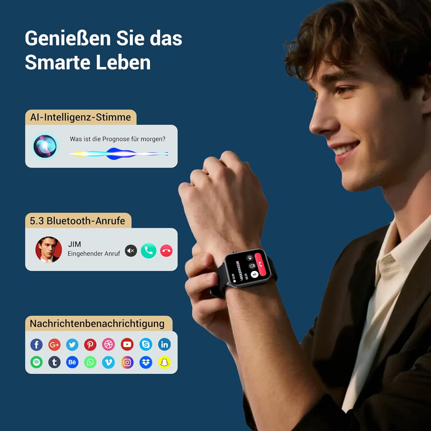 Detalle de Baolubao Smartwatch 1,91 Zoll Fitnessuhr