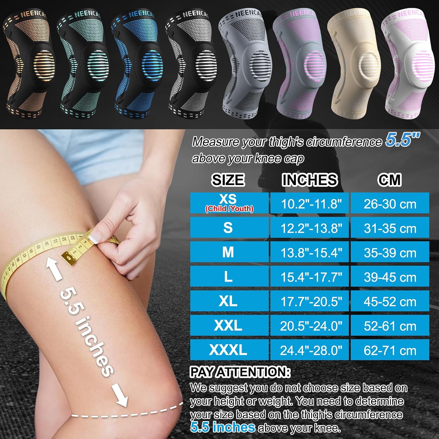 Thumbnail 3 de NEENCA Knee Brace Knee Compression Sleeve with Patella Gel Pads & Side Stabilizers