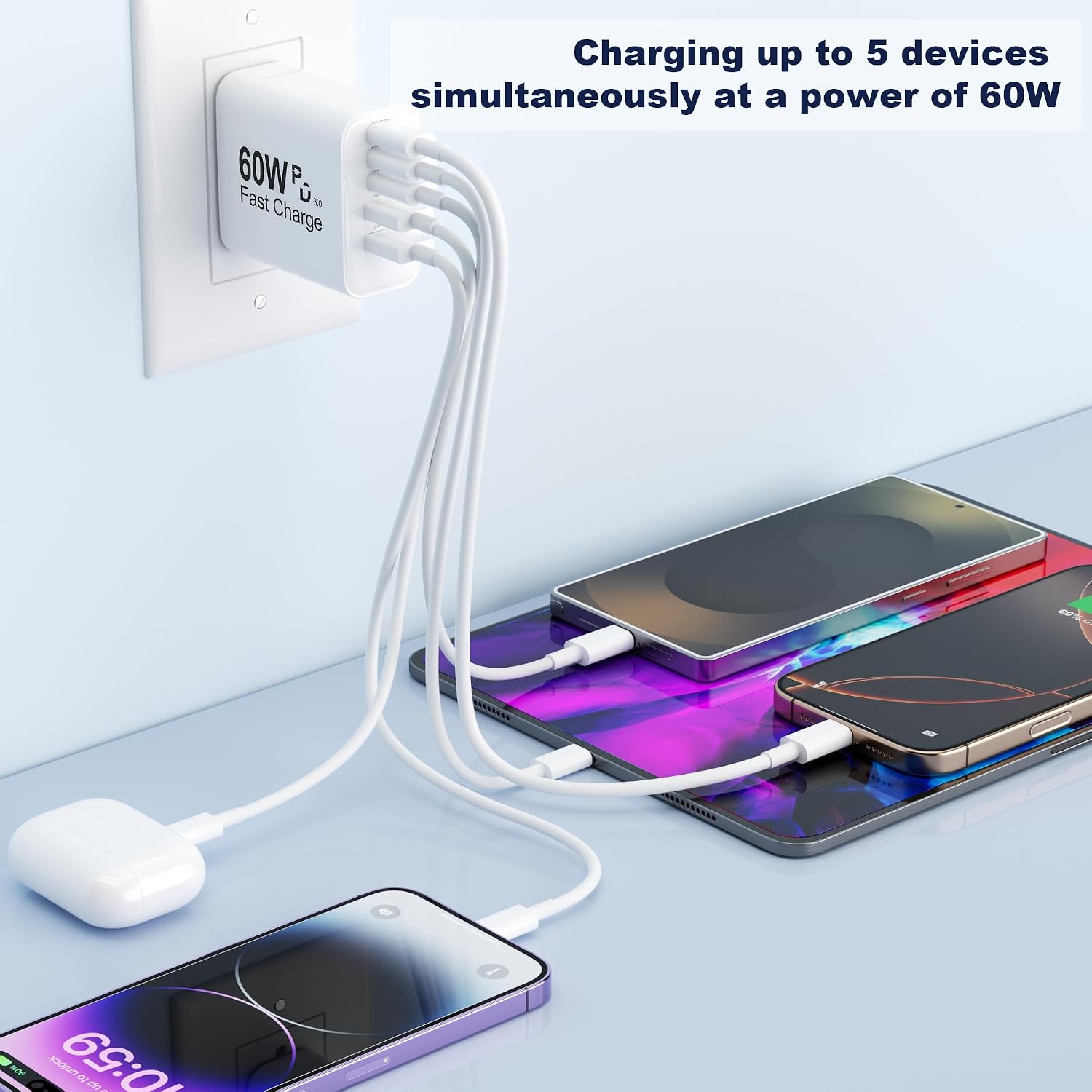 Thumbnail 5 de USB C Charger Block 60W 5 in 1