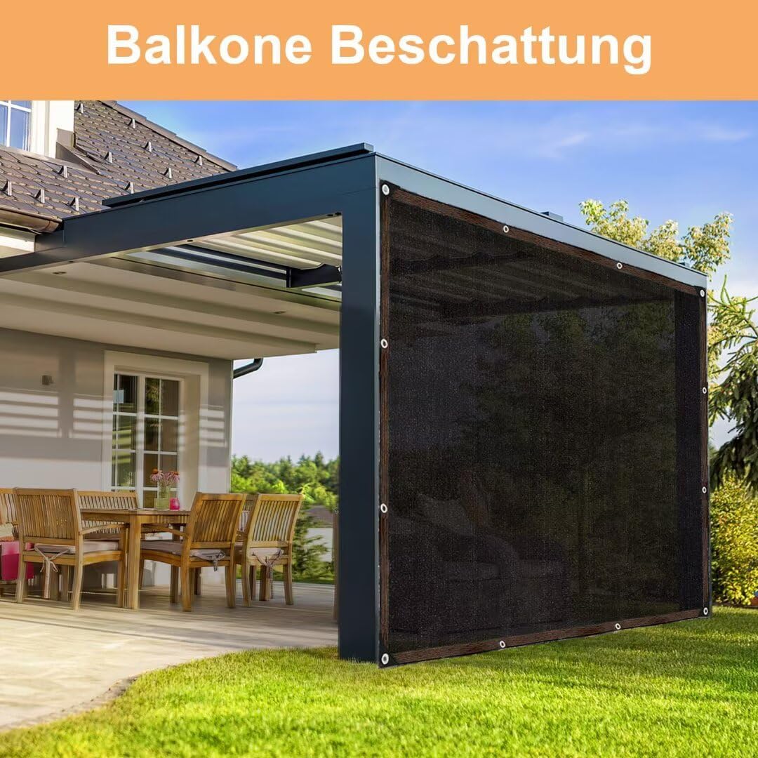 Detalle de Filet d’ombrage avec œillets 1 x 2 m noir – Protection solaire pour jardin, terrasse et extérieur