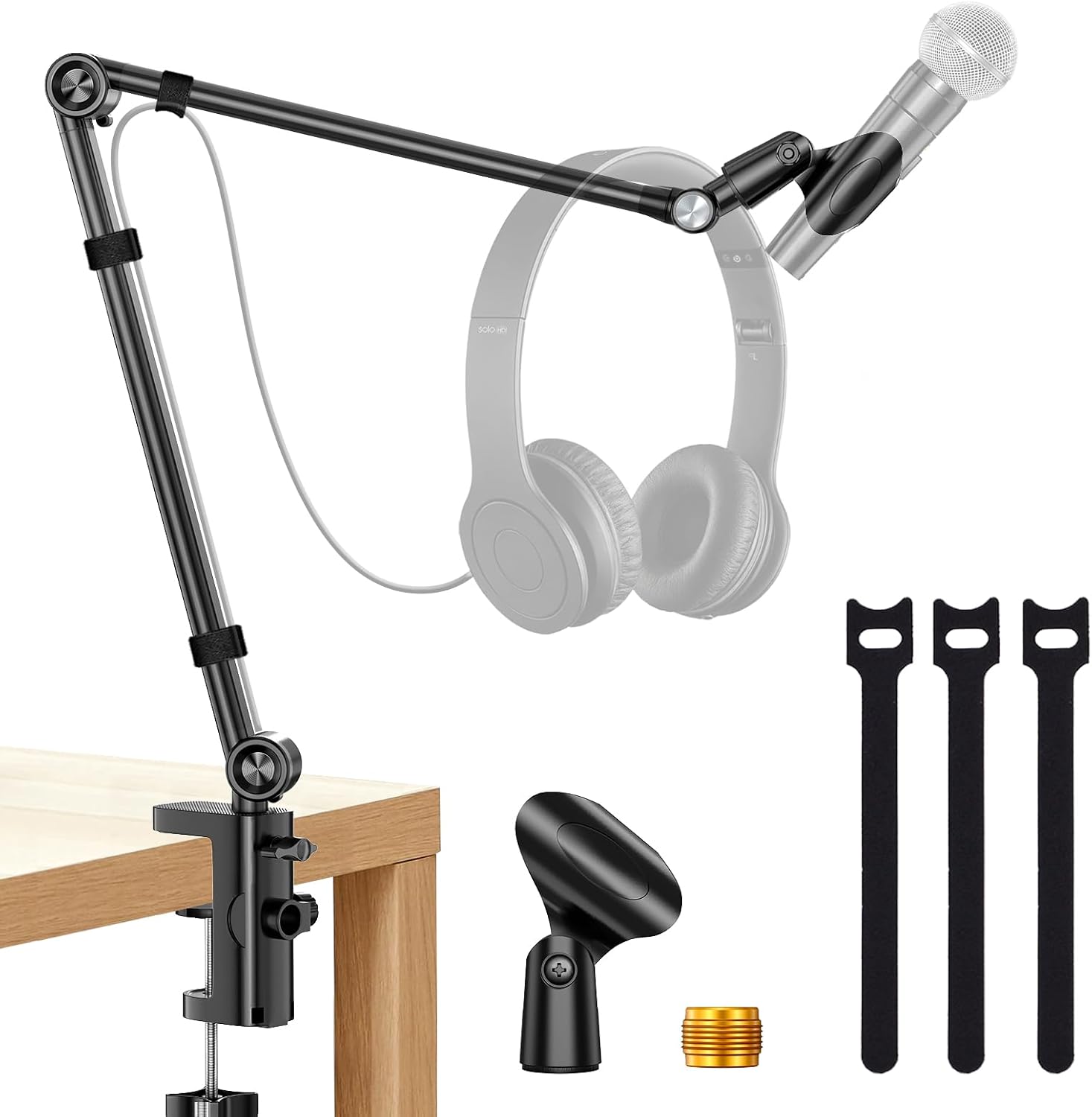Detalle de UBeesize UB-MKFXJBK Microphone Boom Arm, 360° Desk Mount, Aluminum Alloy