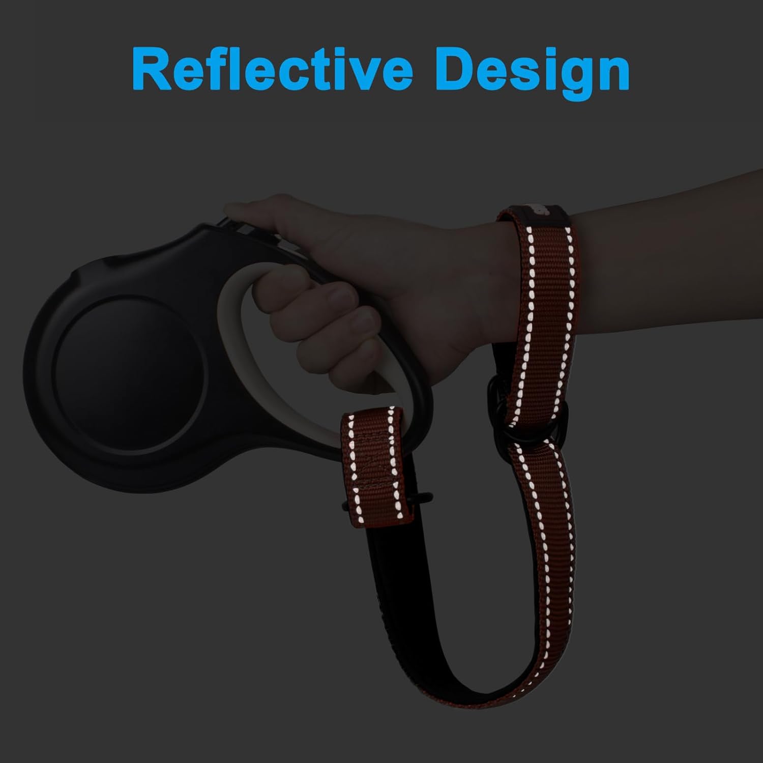 Thumbnail 3 de PetBonus Short Dog Lead Safety Wrist Strap for Retractable Leads (Orange) – Reflective, Adjustable Padded Handle