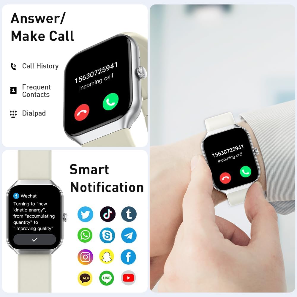 Detalle de Smart Watch for Men and Women with 1.96" Display, 115+ Sports Modes, Heart Rate & Sleep Monitoring, IP68 Waterproof, Bluetooth 5.3 Calling