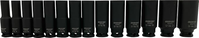 Detalle de SIGNET 22296 3/8ドライブ 14点ミリ用ディープインパクトソケットセット 8~22mm